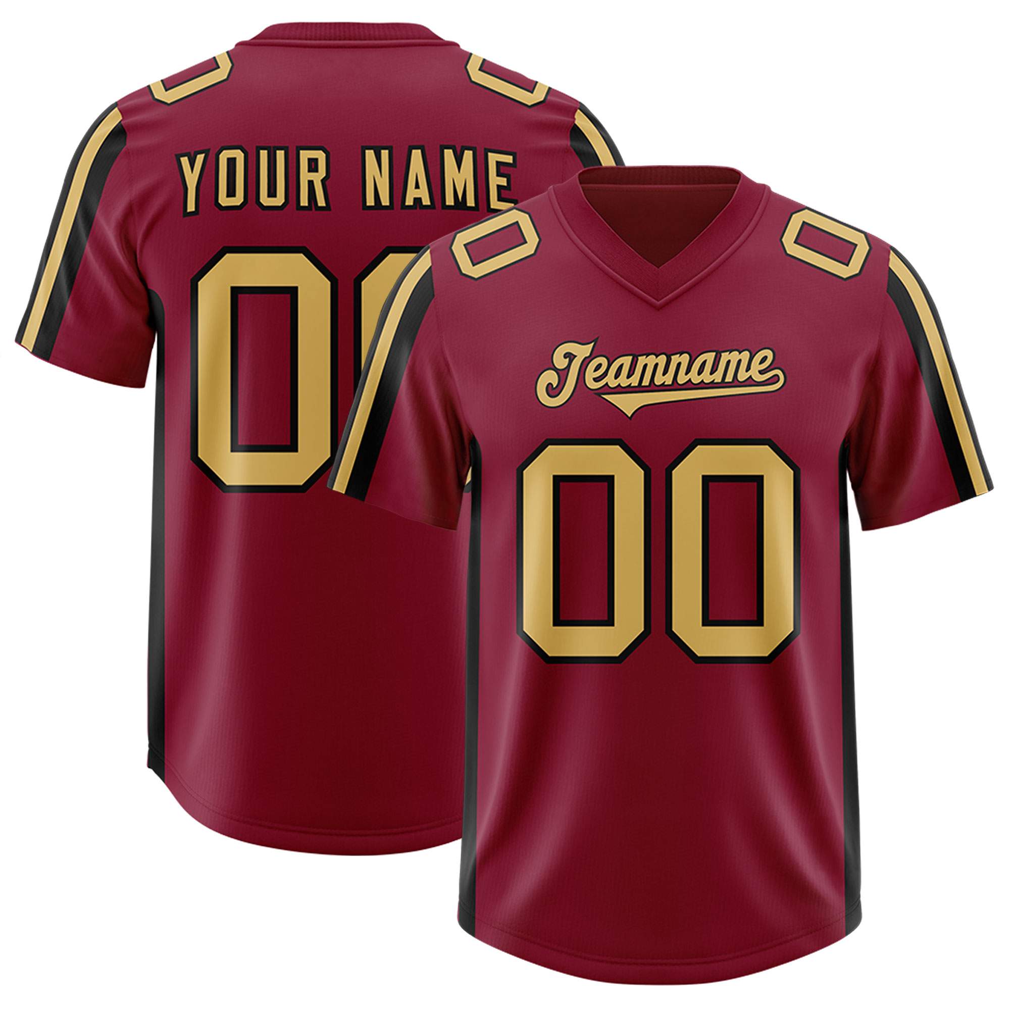Custom Cardinal Black and White Side Stripe Pattern Authentic American Football Jersey