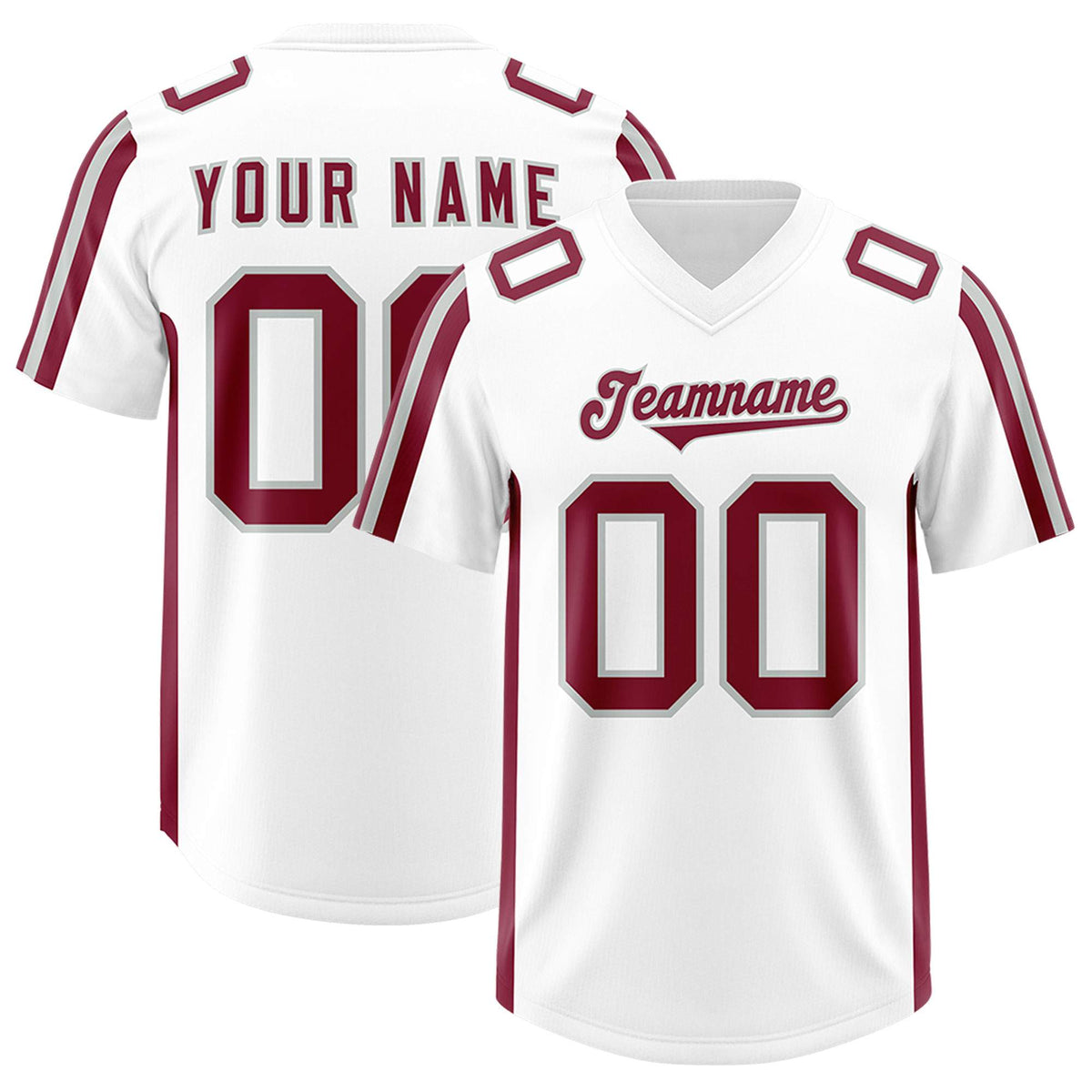 Custom White Crimson and Gray Side Stripe Pattern Authentic American Football Jersey