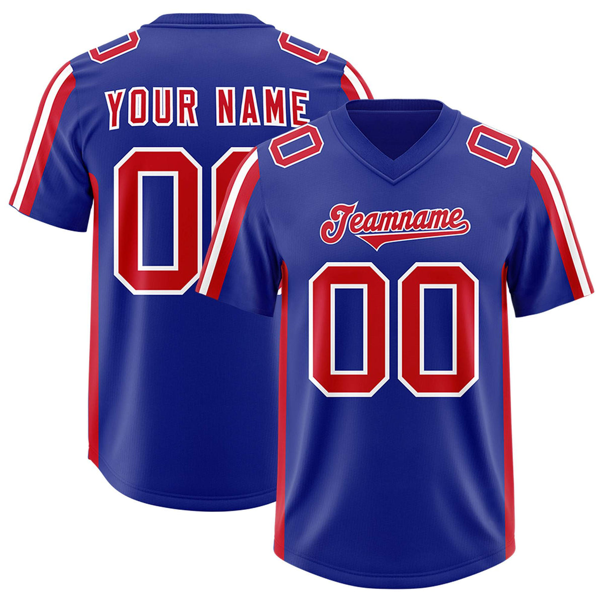 Custom Royal Red and White Side Stripe Pattern Authentic American Football Jersey