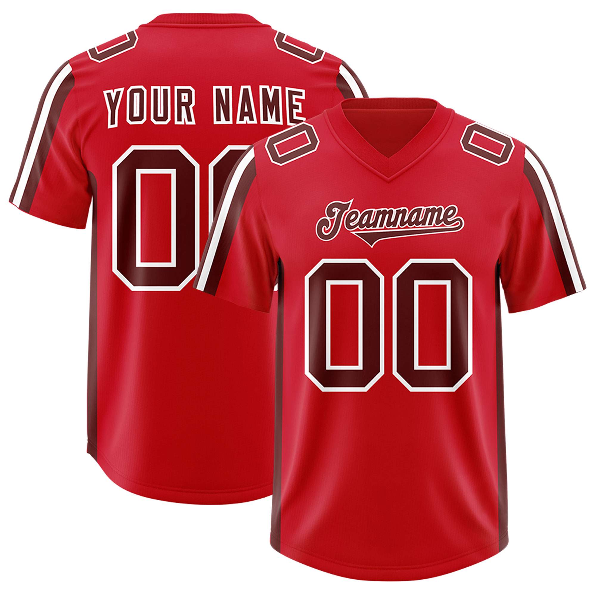 Custom Red Cardinal and White Side Stripe Pattern Authentic American Football Jersey