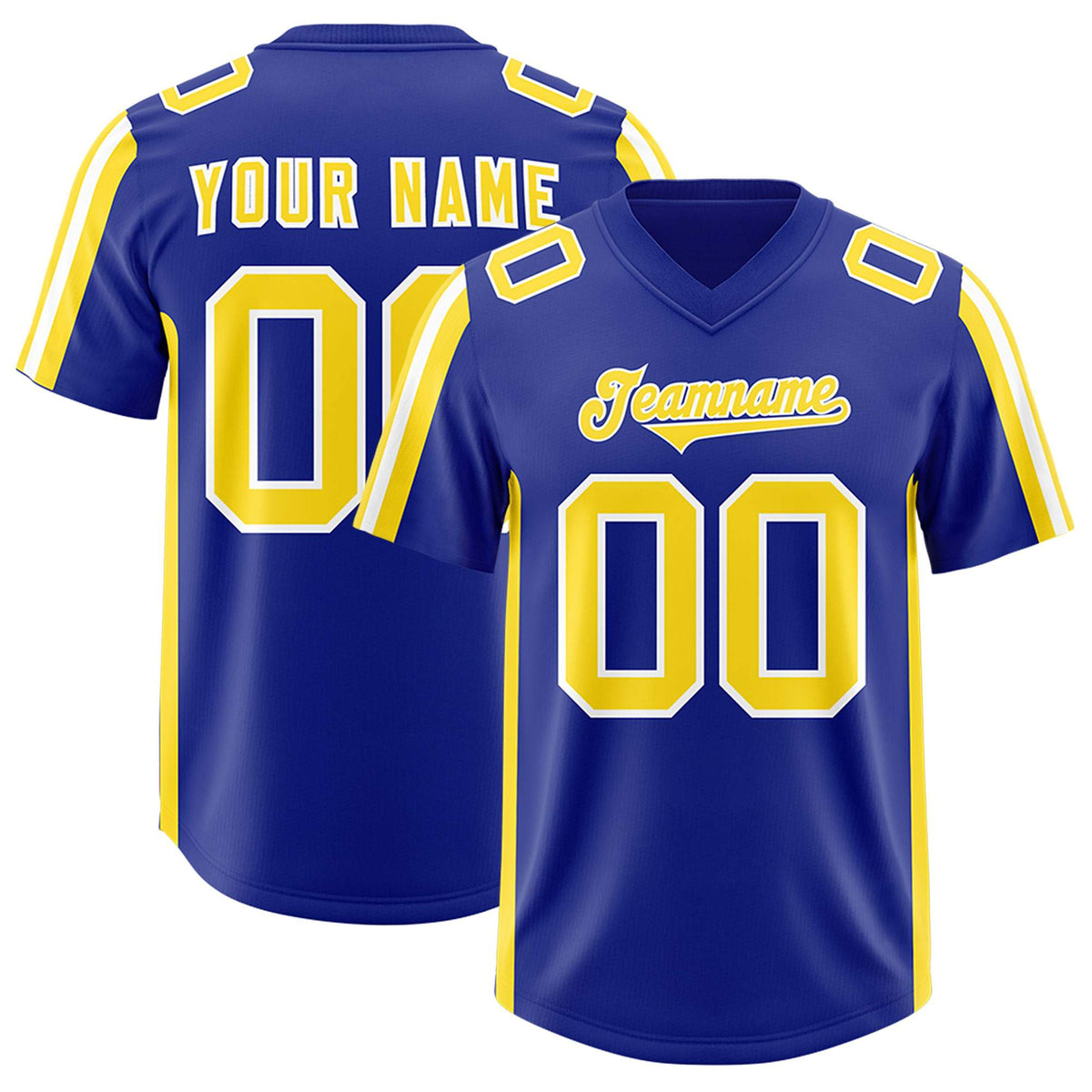 Custom Royal Gold and White Side Stripe Pattern Authentic American Football Jersey