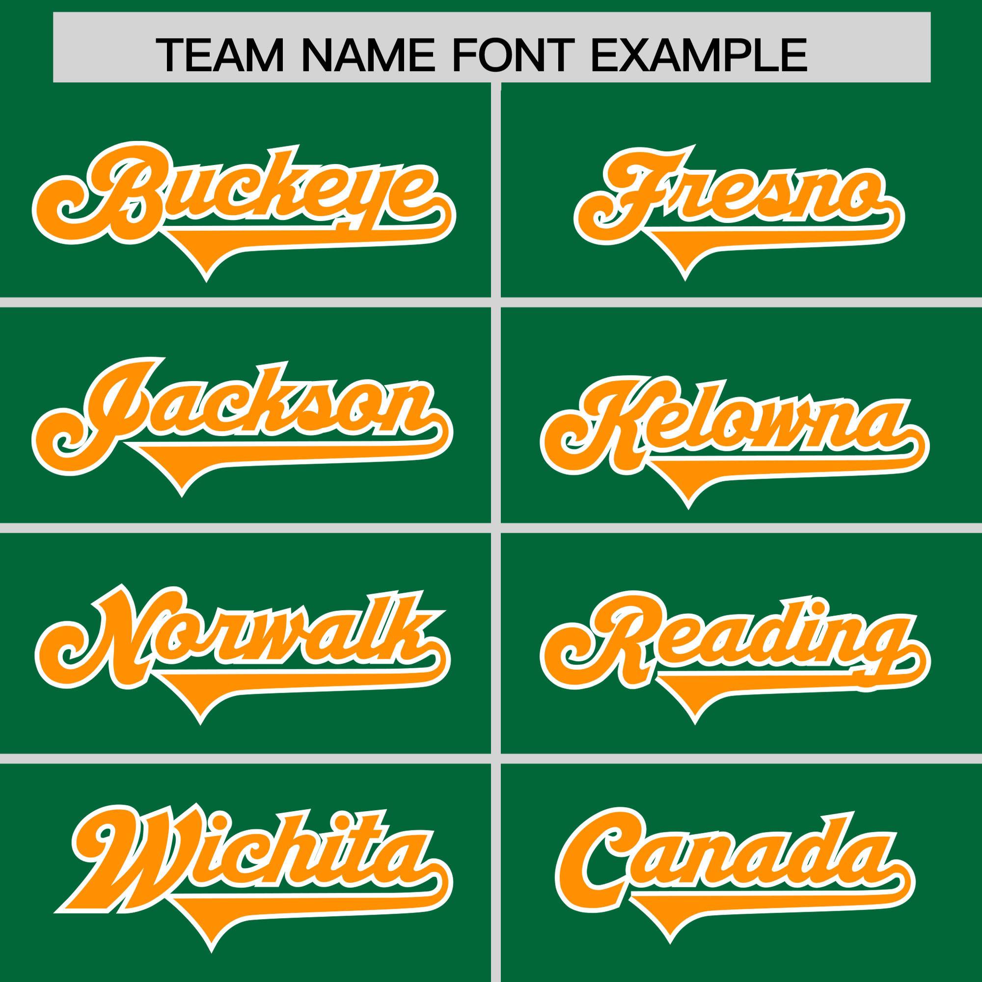 Custom Kelly Green Gold Orange and White Side Stripe Pattern Authentic American Football Jersey