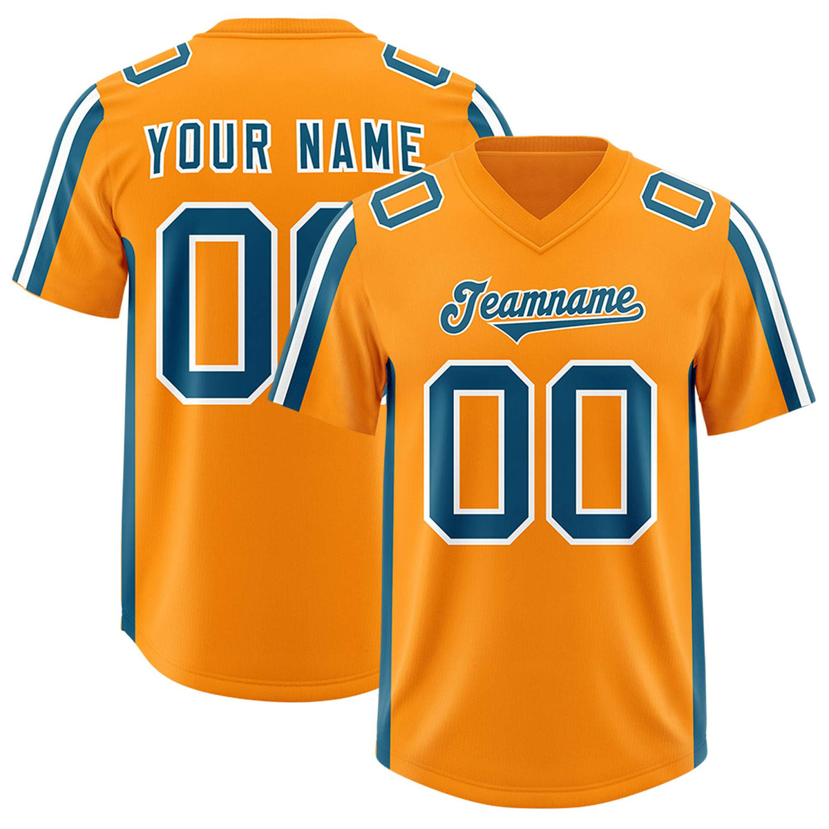 Custom Orange Panther Blue and White Side Stripe Pattern Authentic American Football Jersey