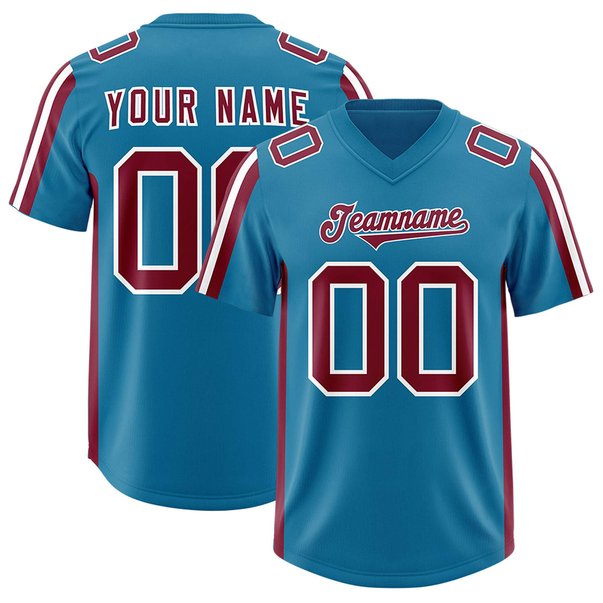 Custom Royal Cardinal and White Side Stripe Pattern Authentic American Football Jersey