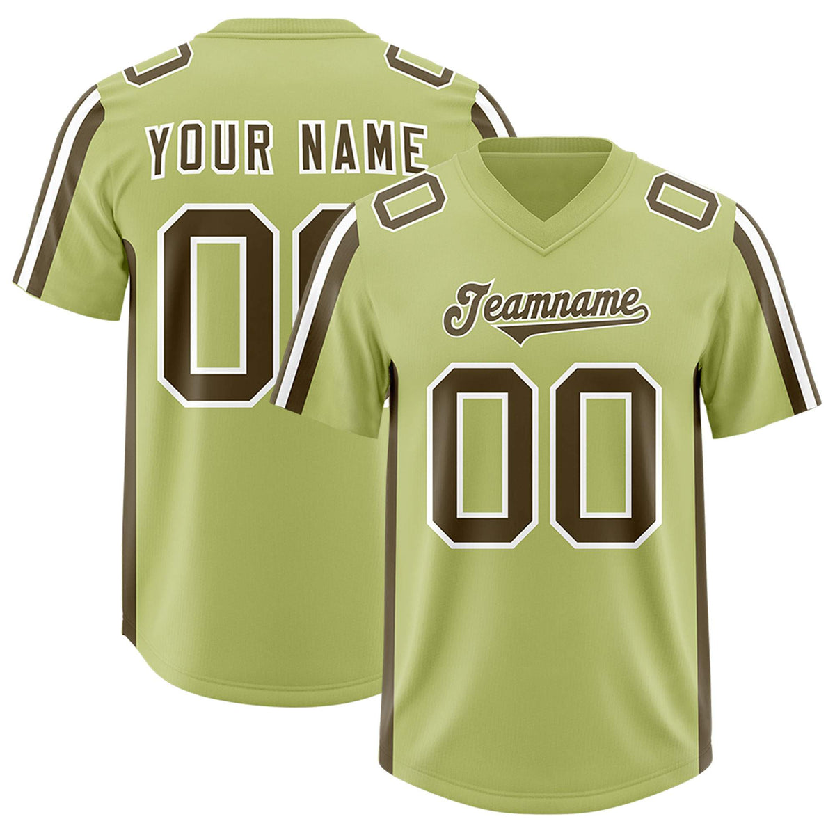 Custom Champagne Olive and White Side Stripe Pattern Authentic American Football Jersey