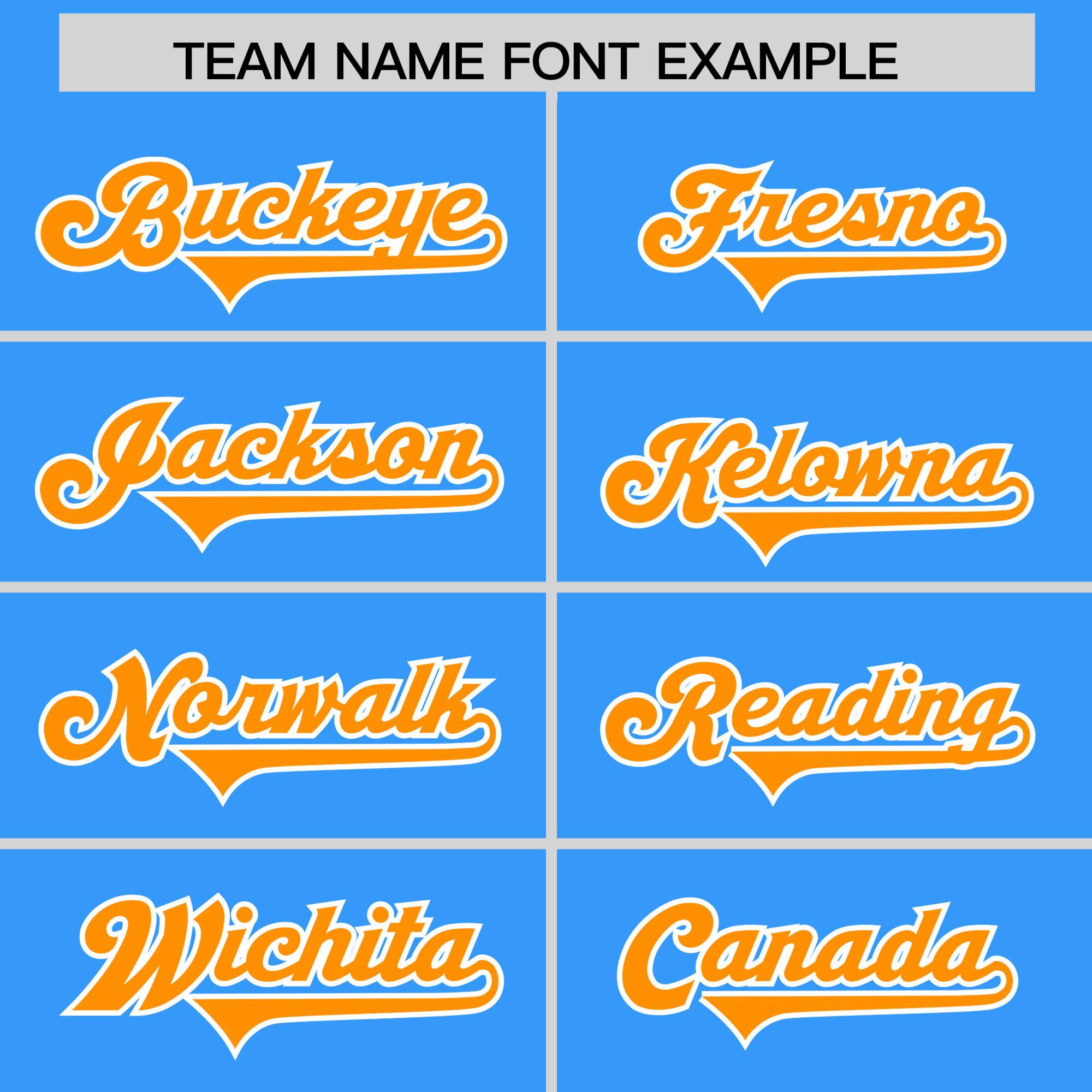 Custom Light Blue Orange and White Side Stripe Pattern Authentic American Football Jersey