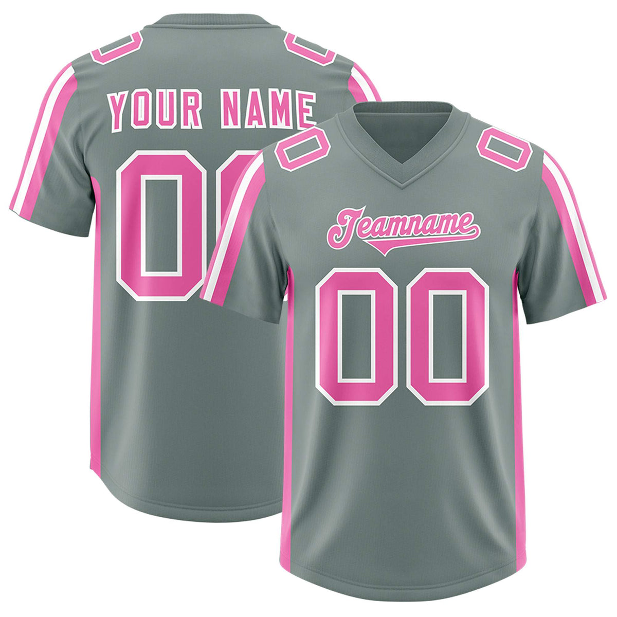 Custom Grey Pink and White Side Stripe Pattern Authentic American Football Jersey