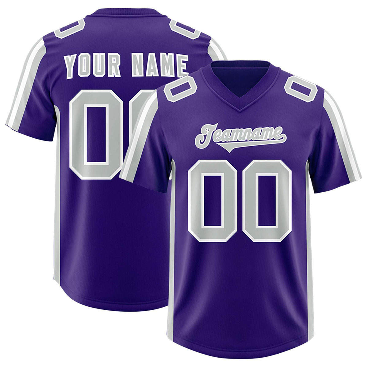Custom Purple Gray and White Side Stripe Pattern Authentic American Football Jersey