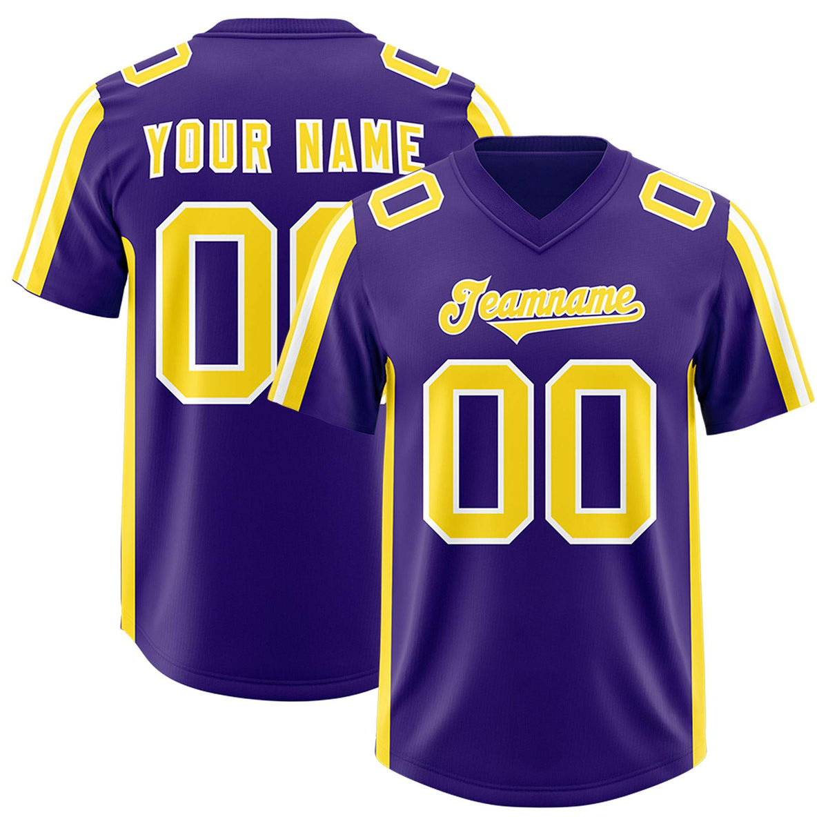 Custom Purple Gold and White Side Stripe Pattern Authentic American Football Jersey