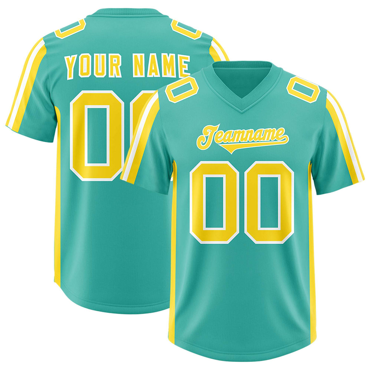 Custom Bright Green Gold and White Side Stripe Pattern Authentic American Football Jersey