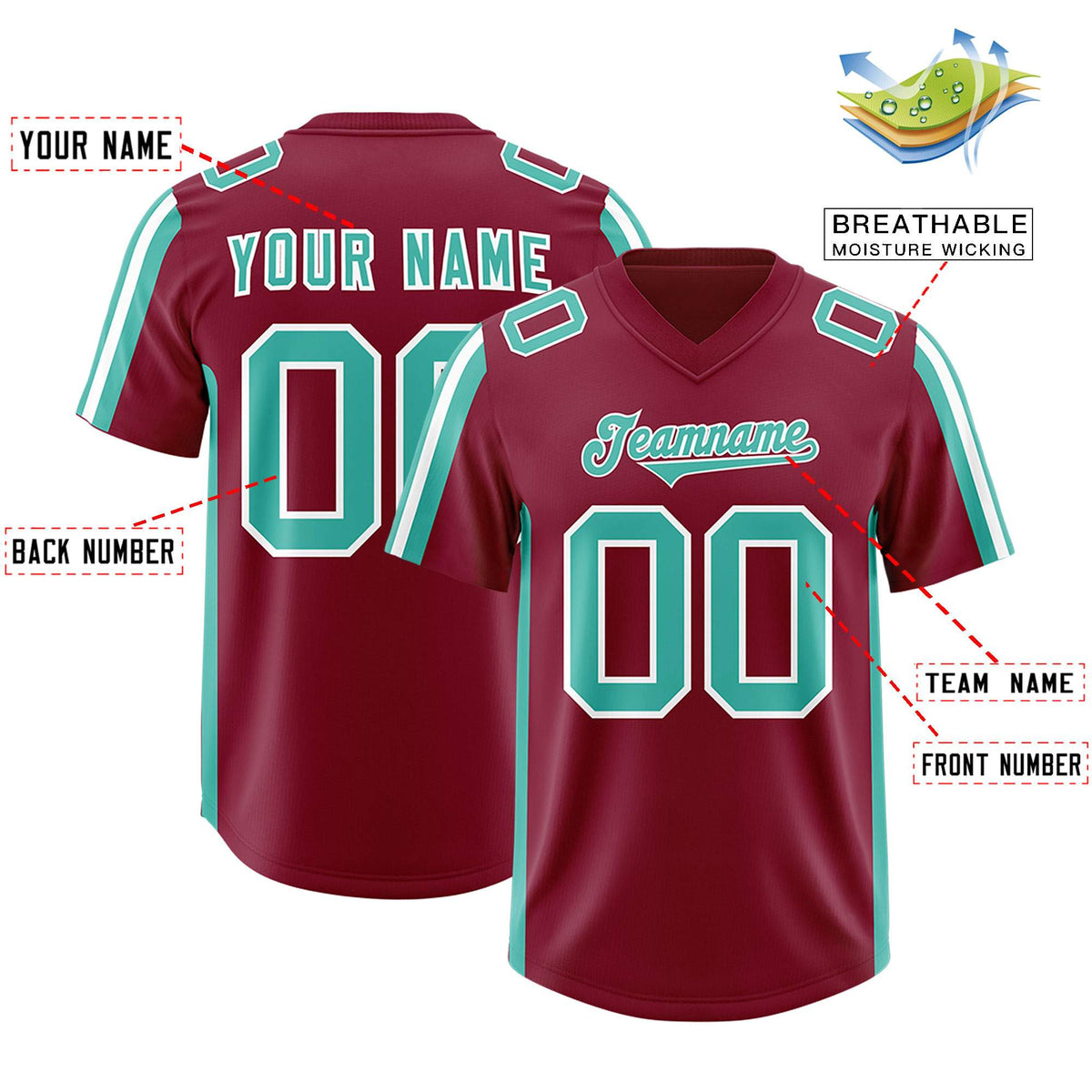 Custom Crimson Bright Green and White Side Stripe Pattern Authentic American Football Jersey