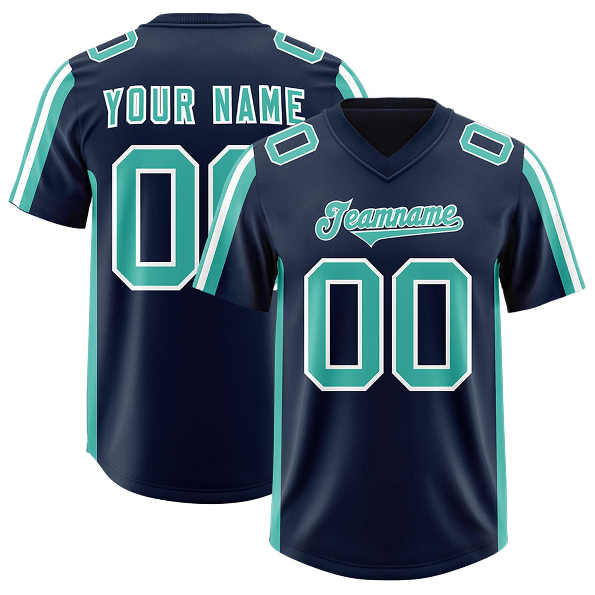 Custom Navy Bright Green and White Side Stripe Pattern Authentic American Football Jersey