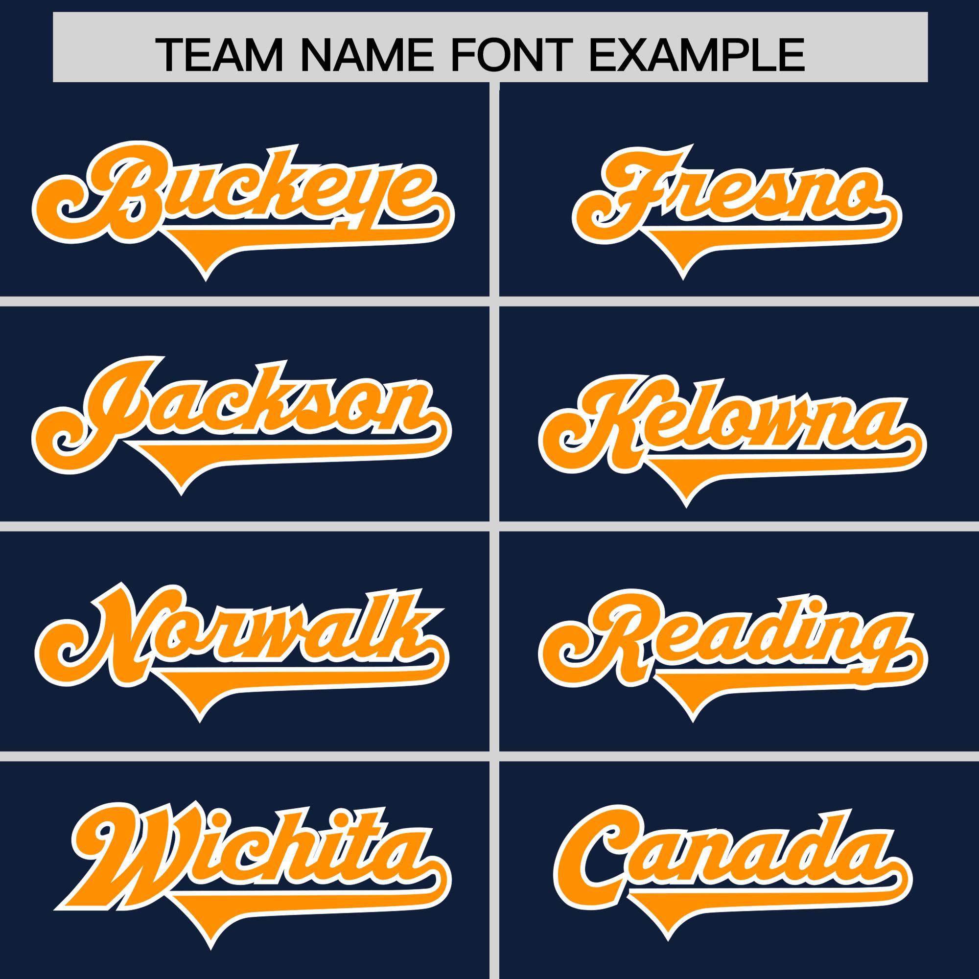 Custom Navy Orange and White Side Stripe Pattern Authentic American Football Jersey