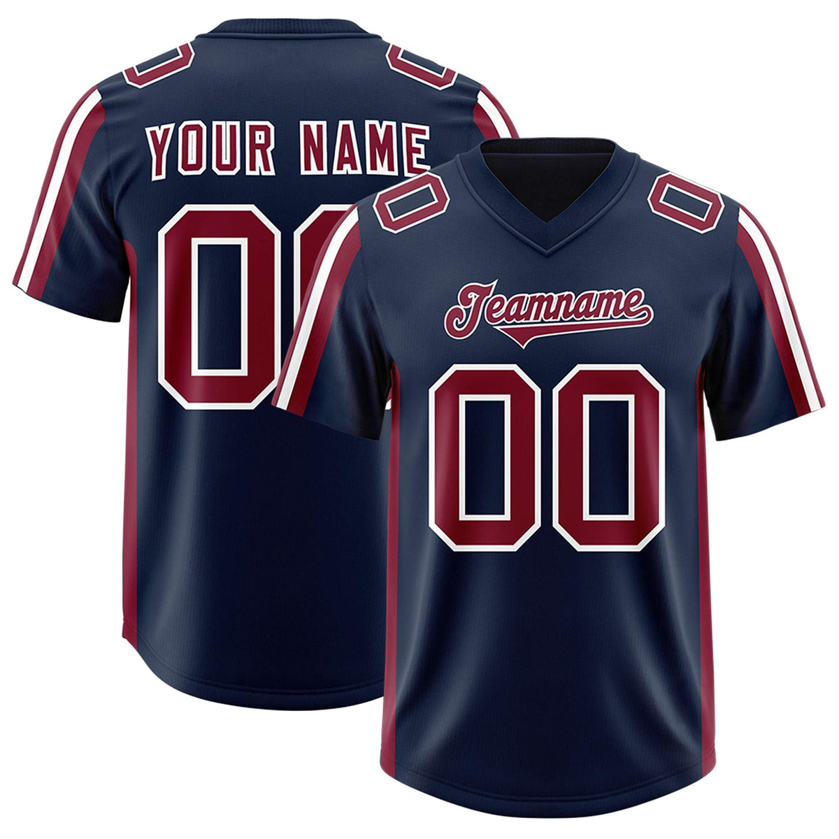 Custom Navy Cardinal and White Side Stripe Pattern Authentic American Football Jersey