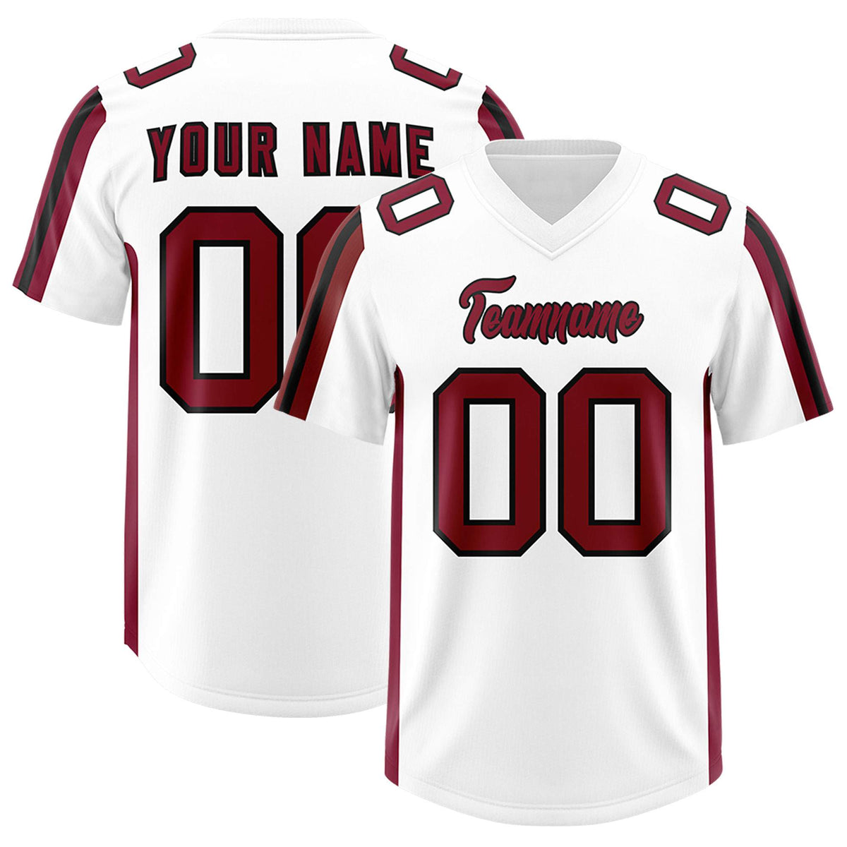 Custom White Cardinal and Black Side Stripe Pattern Authentic American Football Jersey
