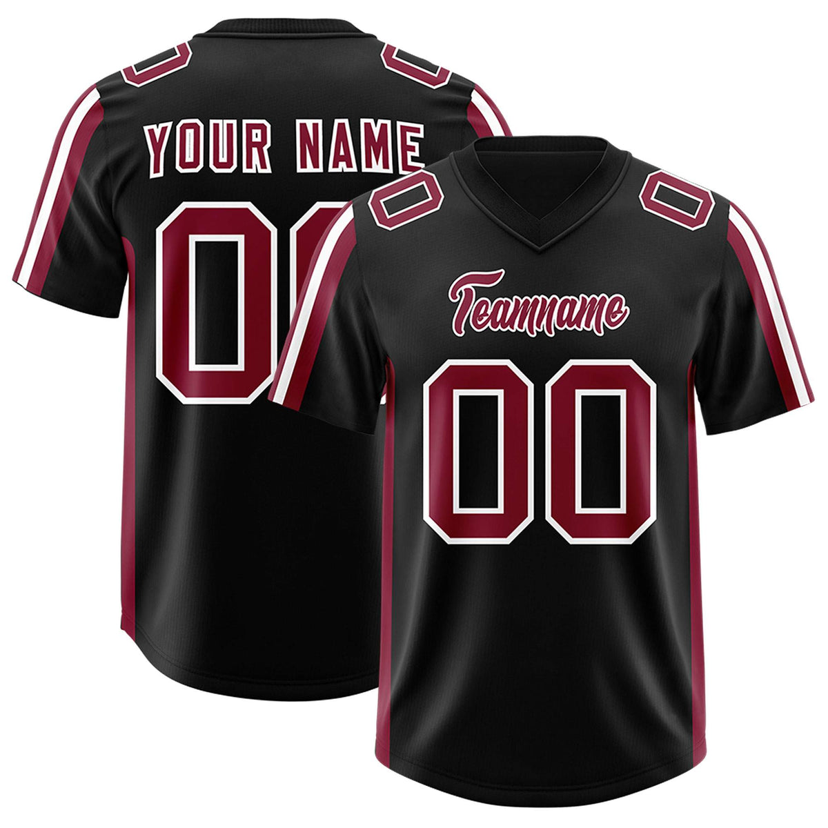 Custom Black Cardinal and White Side Stripe Pattern Authentic American Football Jersey