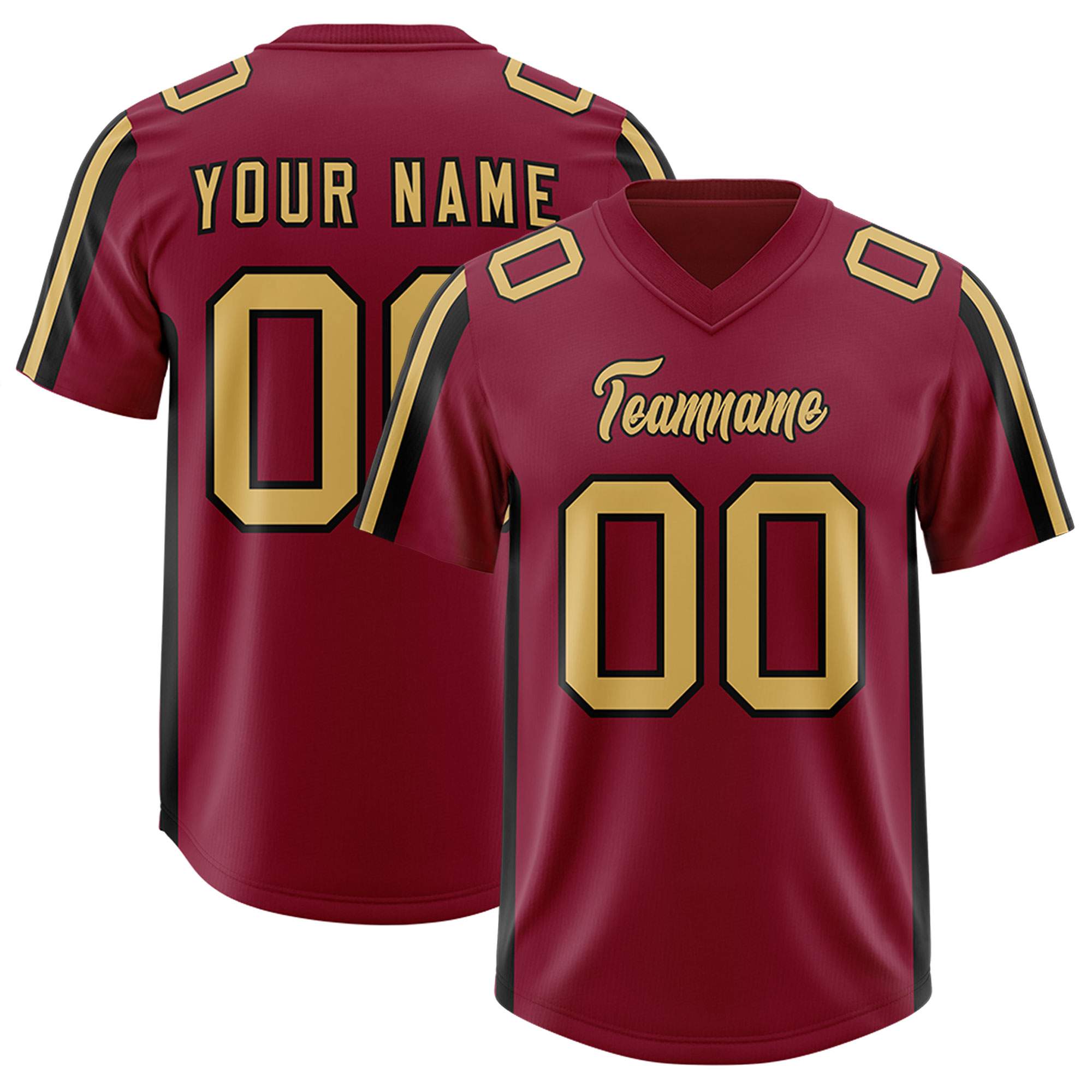 Custom Cardinal Black and White Side Stripe Pattern Authentic American Football Jersey