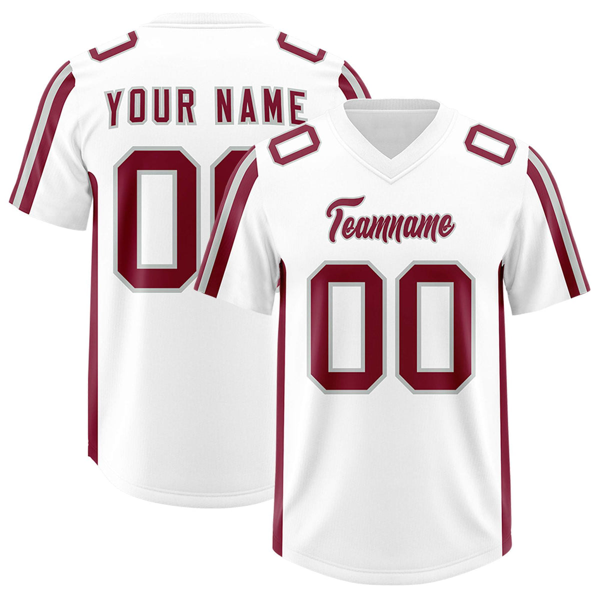Custom White Crimson and Gray Side Stripe Pattern Authentic American Football Jersey