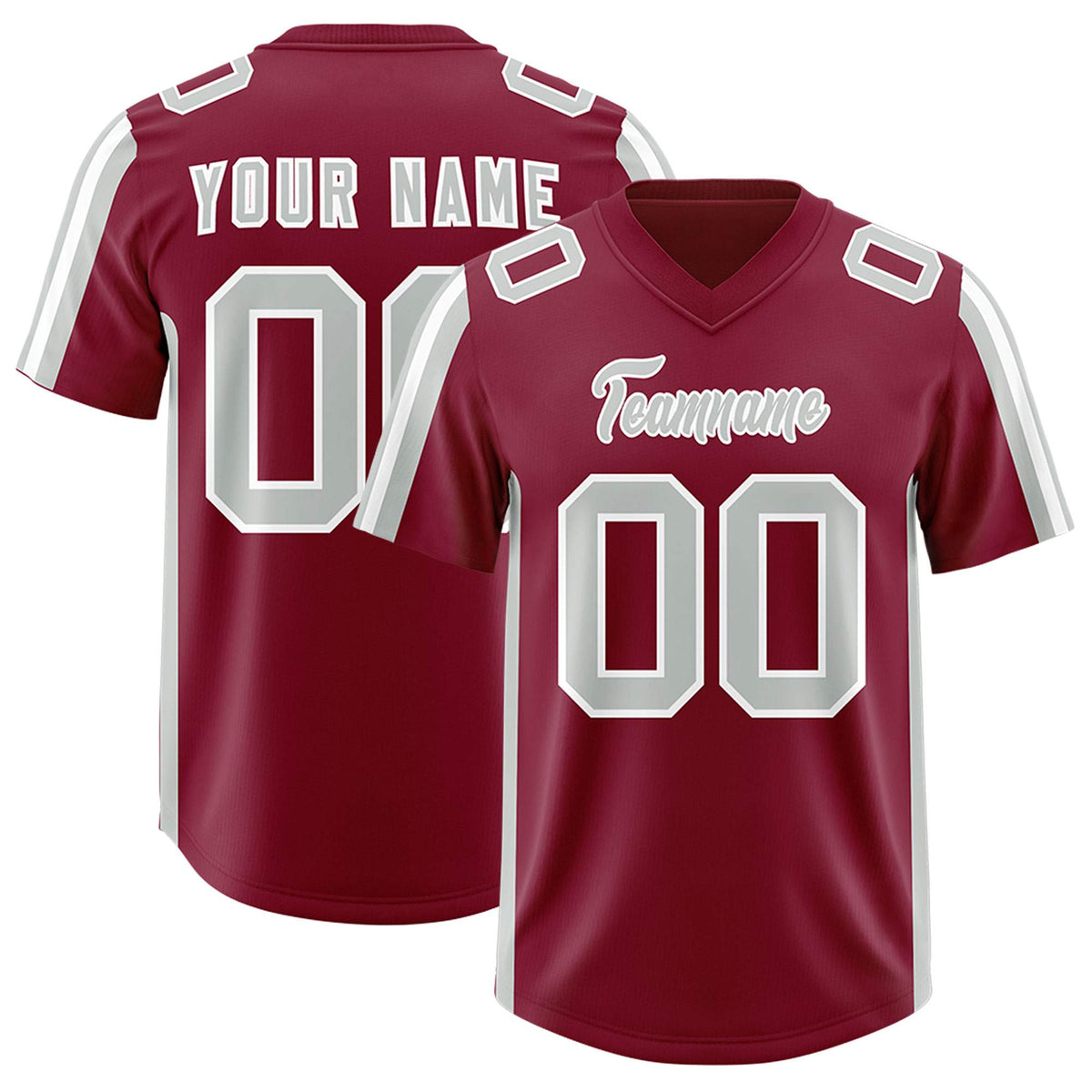 Custom Cardinal Gray and White Side Stripe Pattern Authentic American Football Jersey
