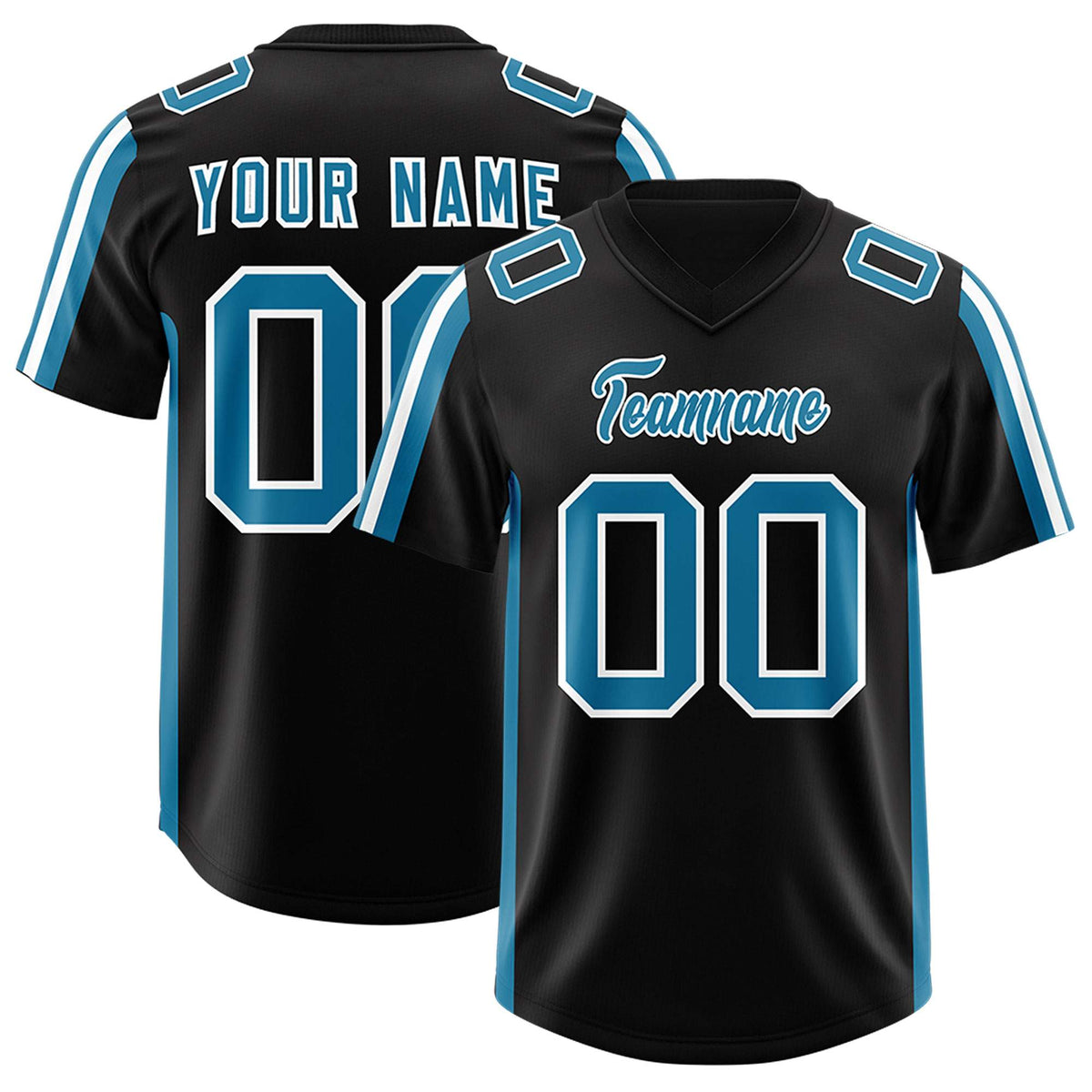 Custom Black Panther Blue and White Side Stripe Pattern Authentic American Football Jersey
