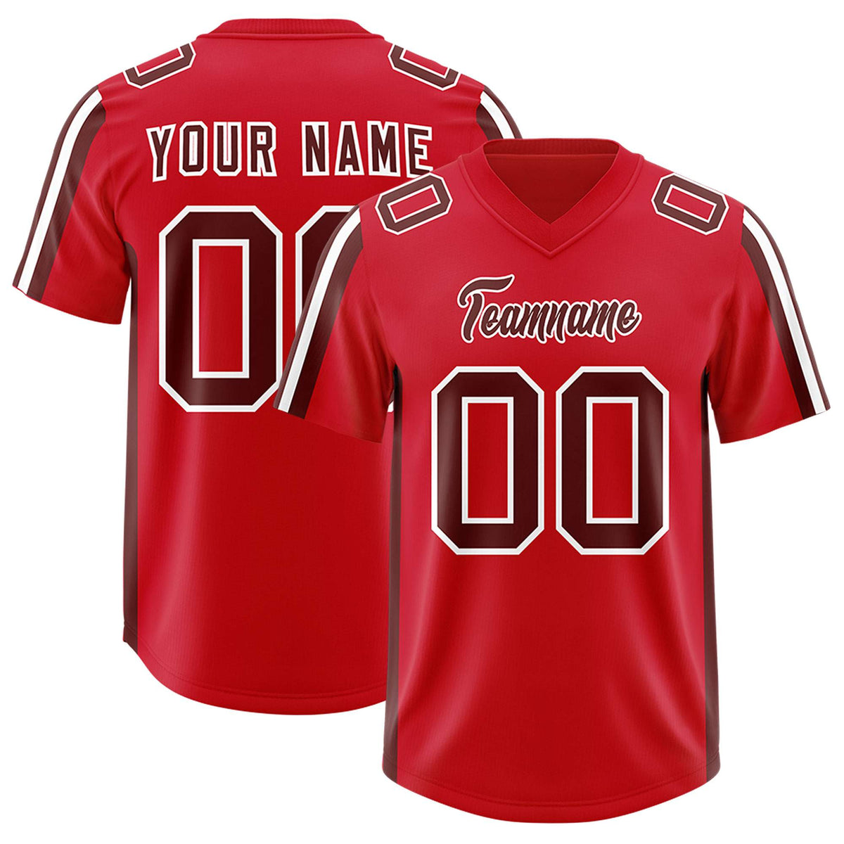 Custom Red Cardinal and White Side Stripe Pattern Authentic American Football Jersey