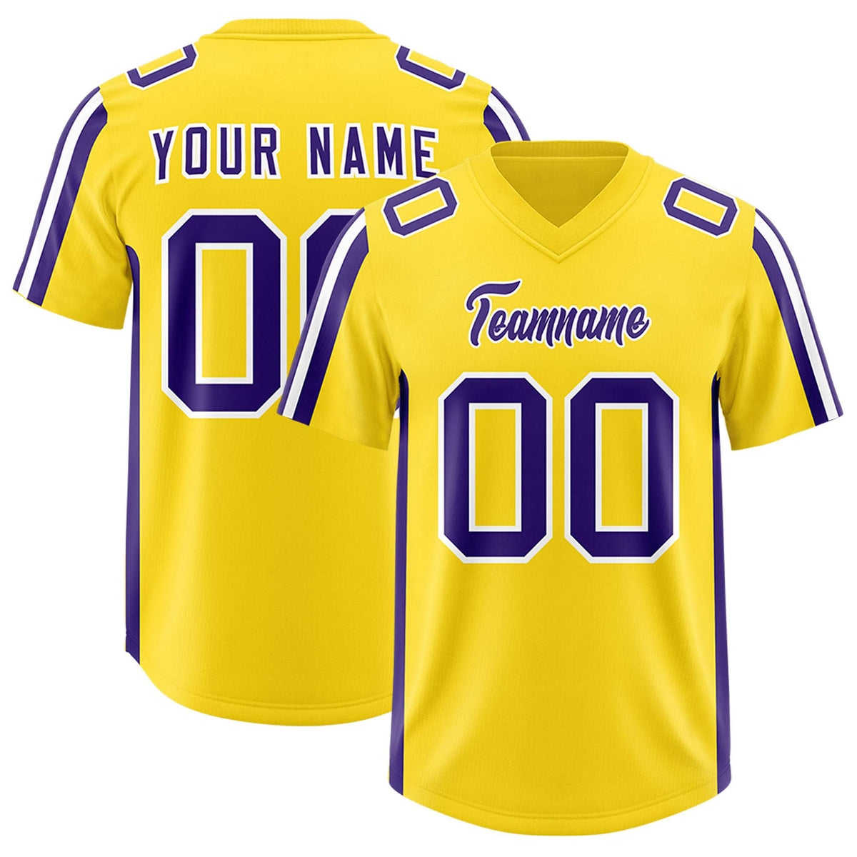 Custom Gold Purple and White Side Stripe Pattern Authentic American Football Jersey