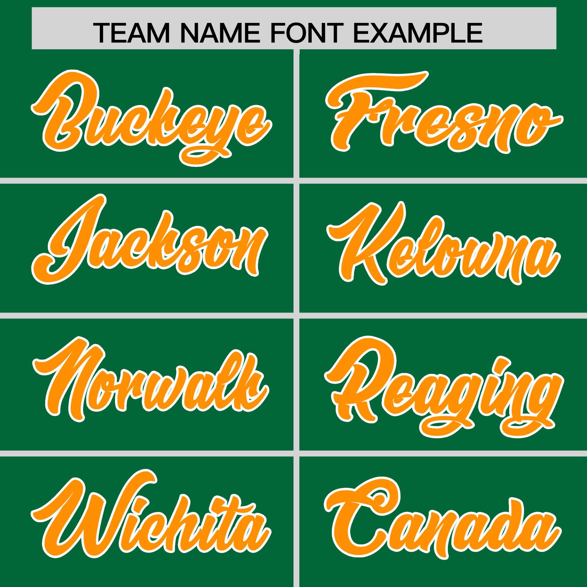 Custom Kelly Green Gold Orange and White Side Stripe Pattern Authentic American Football Jersey