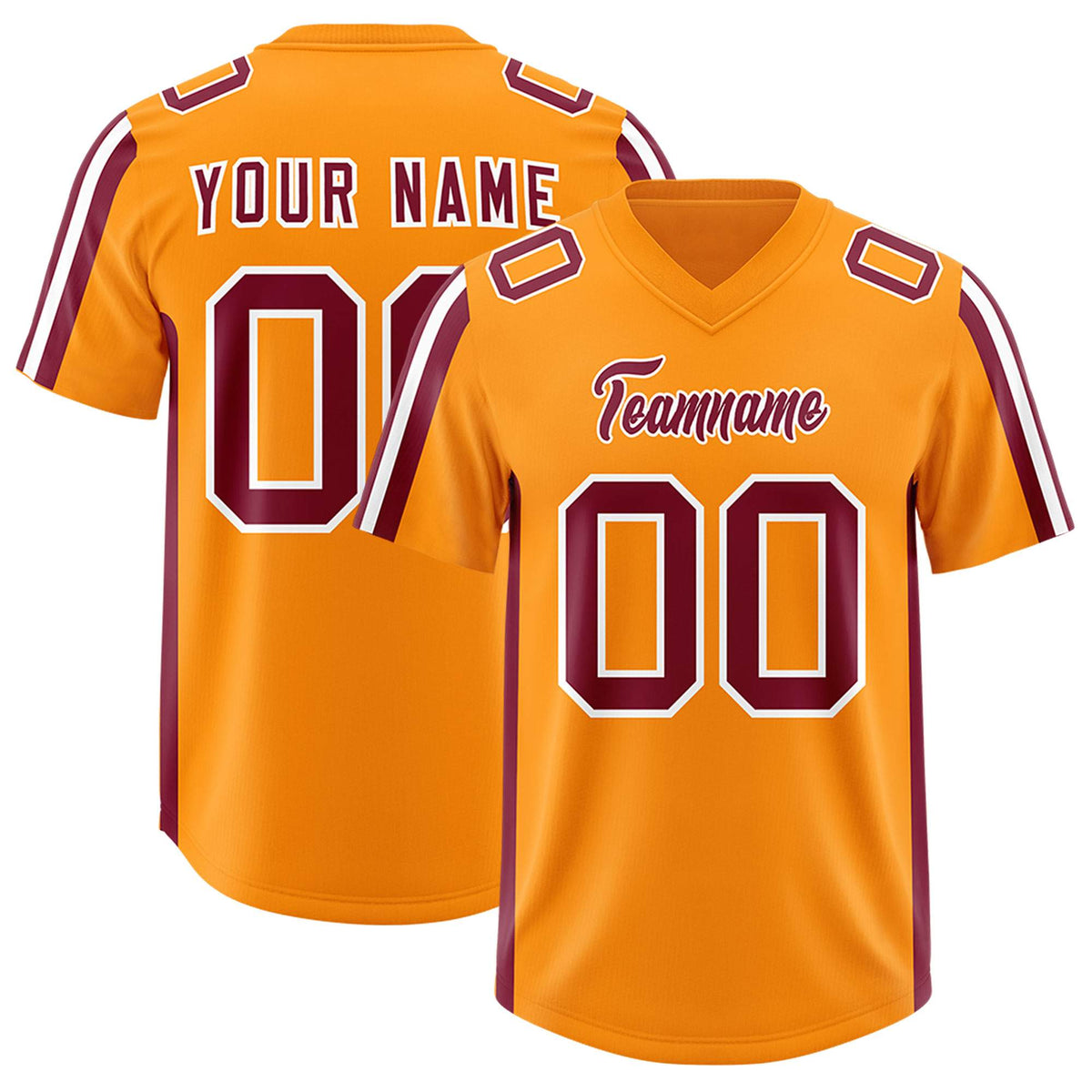 Custom Orange Crimson and White Side Stripe Pattern Authentic American Football Jersey