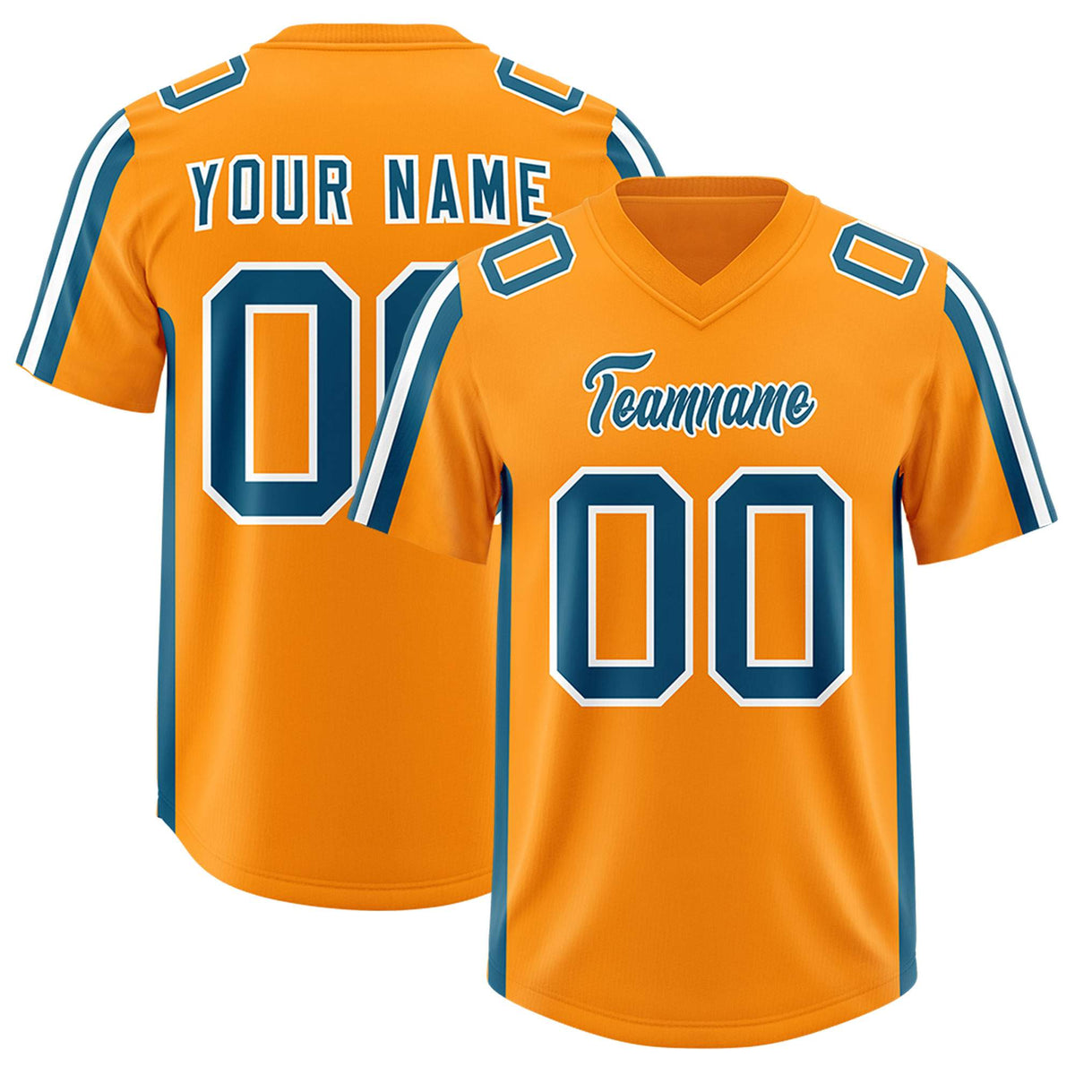 Custom Orange Panther Blue and White Side Stripe Pattern Authentic American Football Jersey