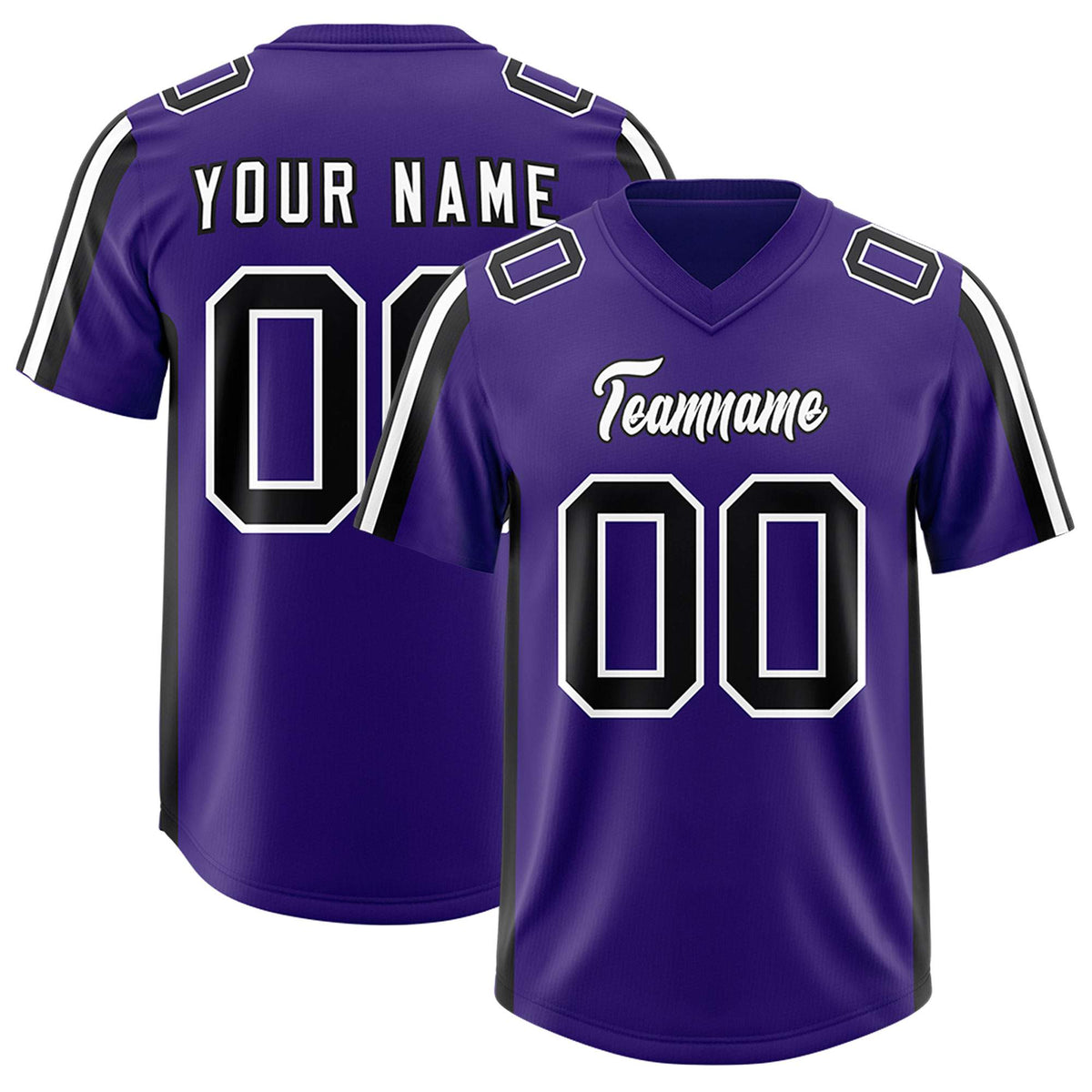 Custom Purple Black and White Side Stripe Pattern Authentic American Football Jersey