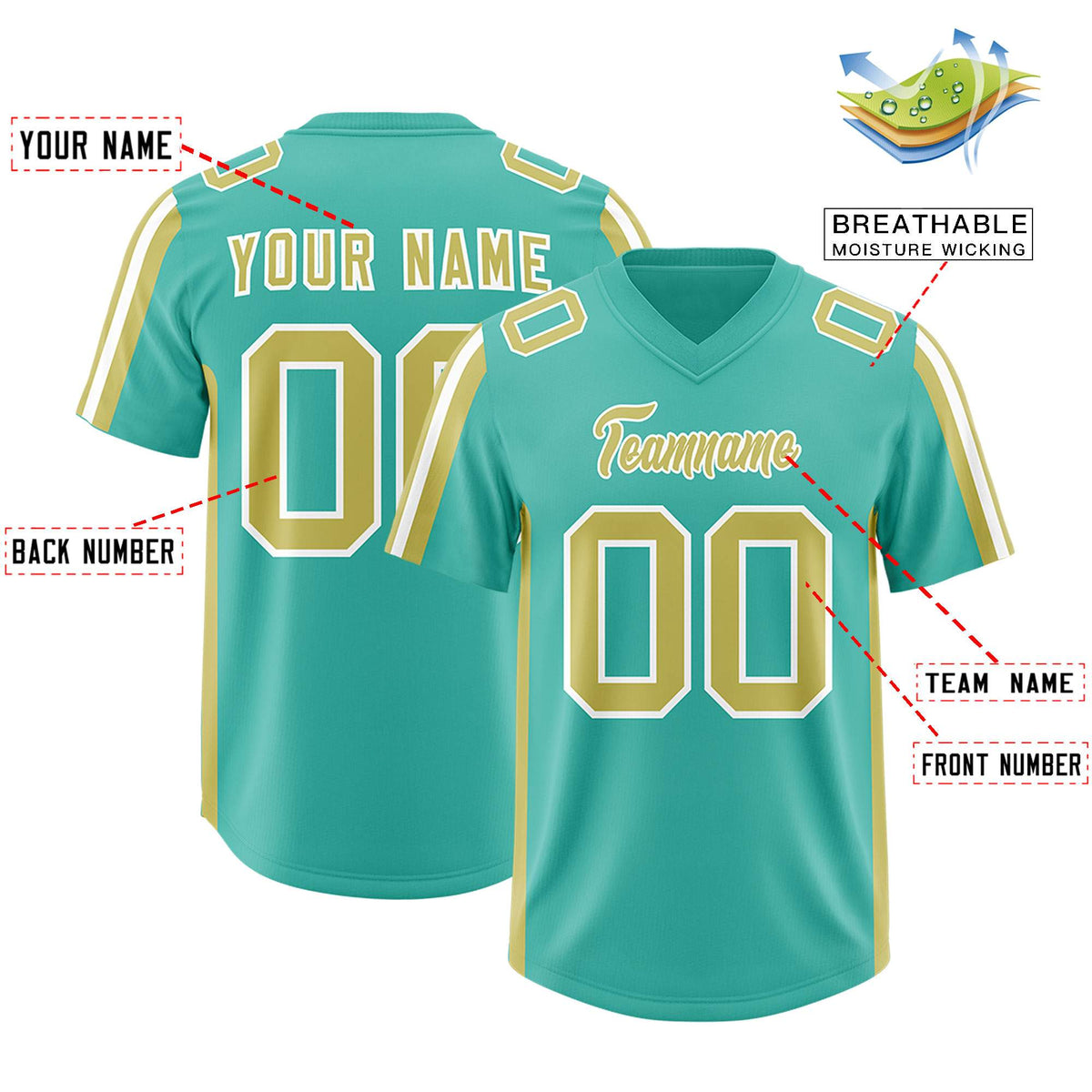 Custom Bright Green Champagne and White Side Stripe Pattern Authentic American Football Jersey
