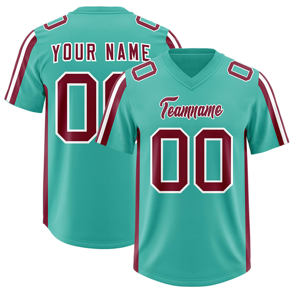 Custom Bright Green Crimson and White Side Stripe Pattern Authentic American Football Jersey