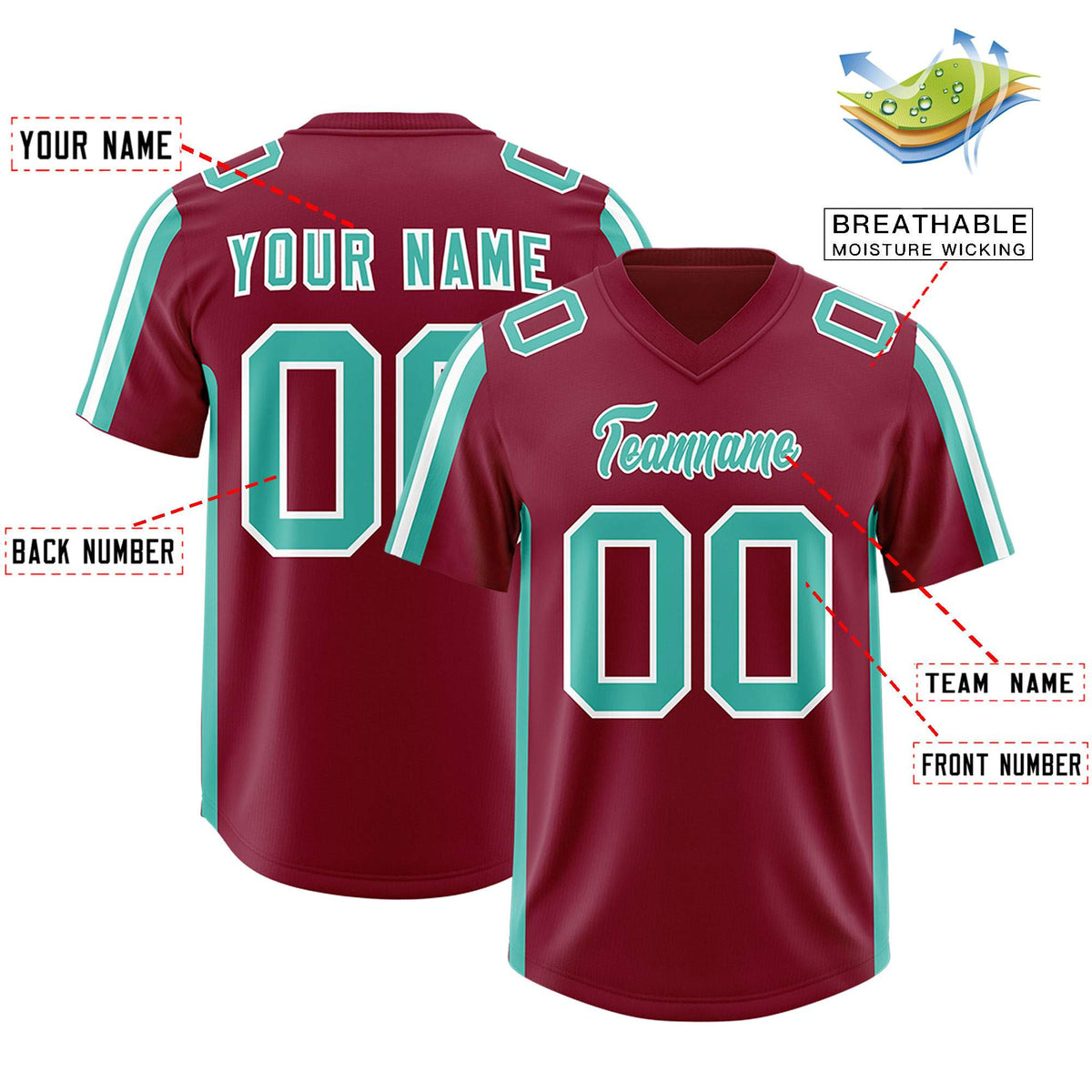 Custom Crimson Bright Green and White Side Stripe Pattern Authentic American Football Jersey