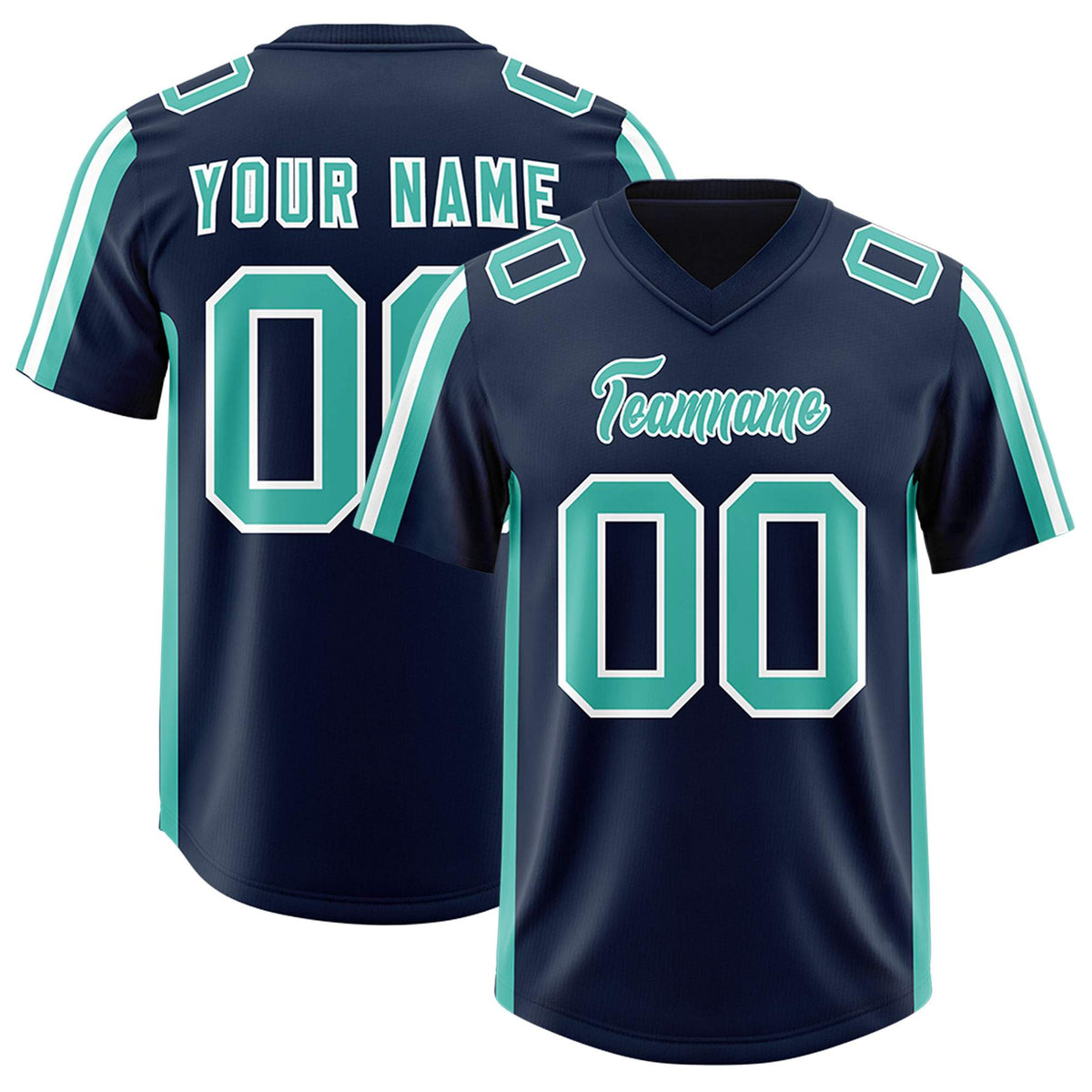 Custom Navy Bright Green and White Side Stripe Pattern Authentic American Football Jersey