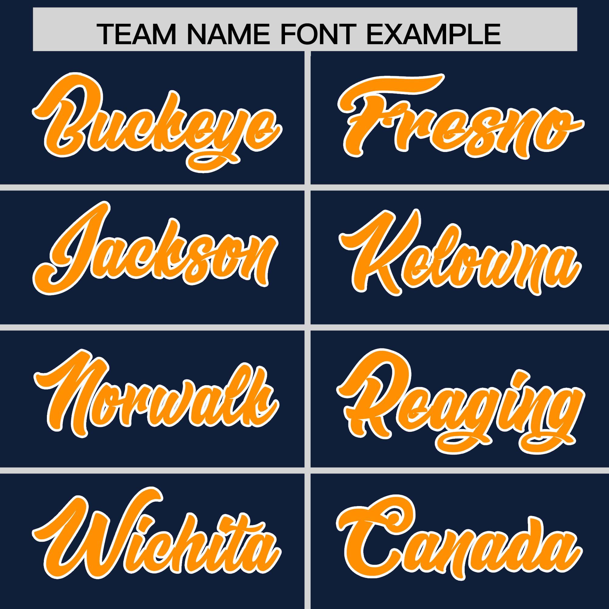 Custom Navy Orange and White Side Stripe Pattern Authentic American Football Jersey