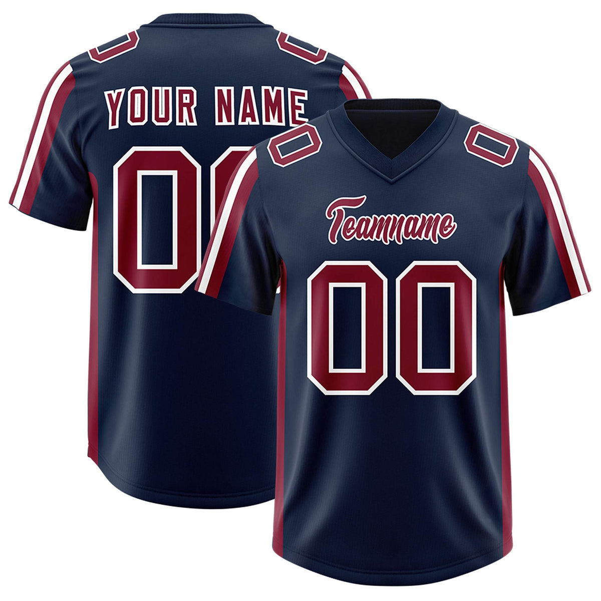 Custom Navy Cardinal and White Side Stripe Pattern Authentic American Football Jersey