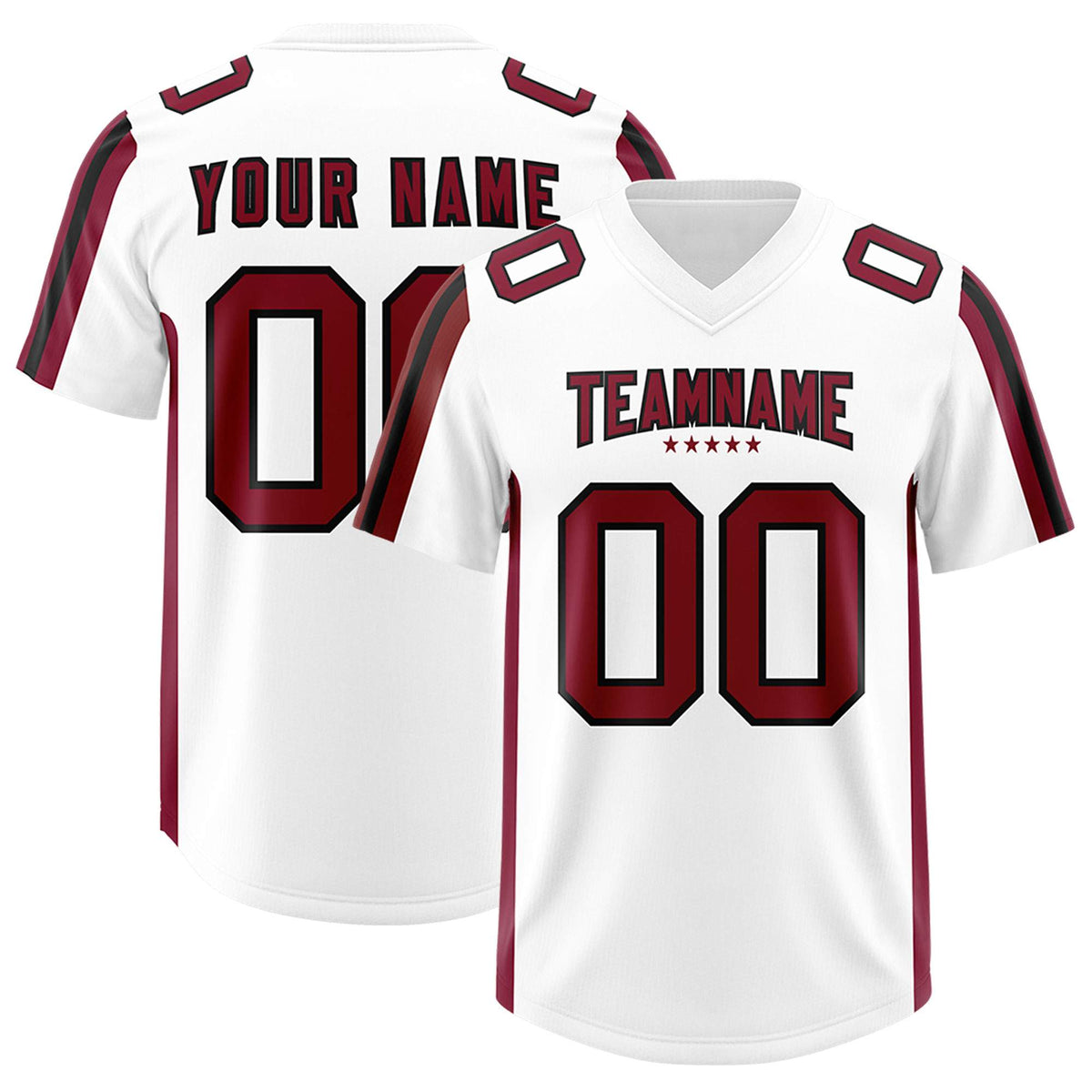 Custom White Cardinal and Black Side Stripe Pattern Authentic American Football Jersey