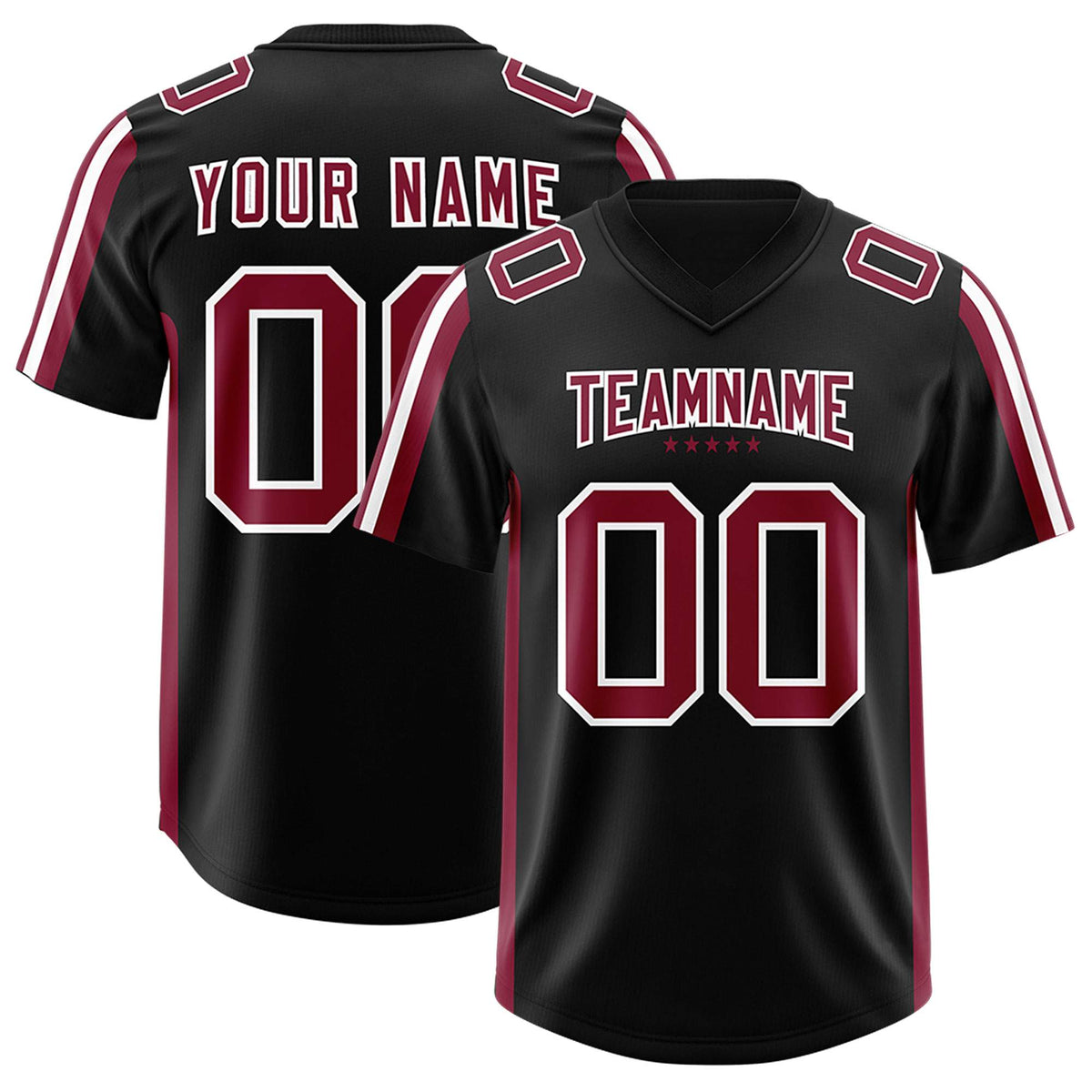 Custom Black Cardinal and White Side Stripe Pattern Authentic American Football Jersey
