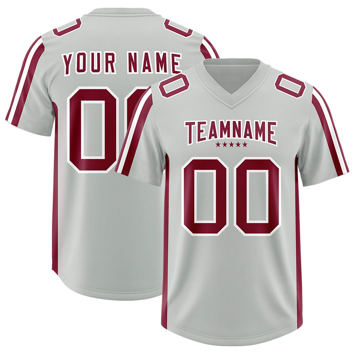 Custom Gray Crimson and White Side Stripe Pattern Authentic American Football Jersey
