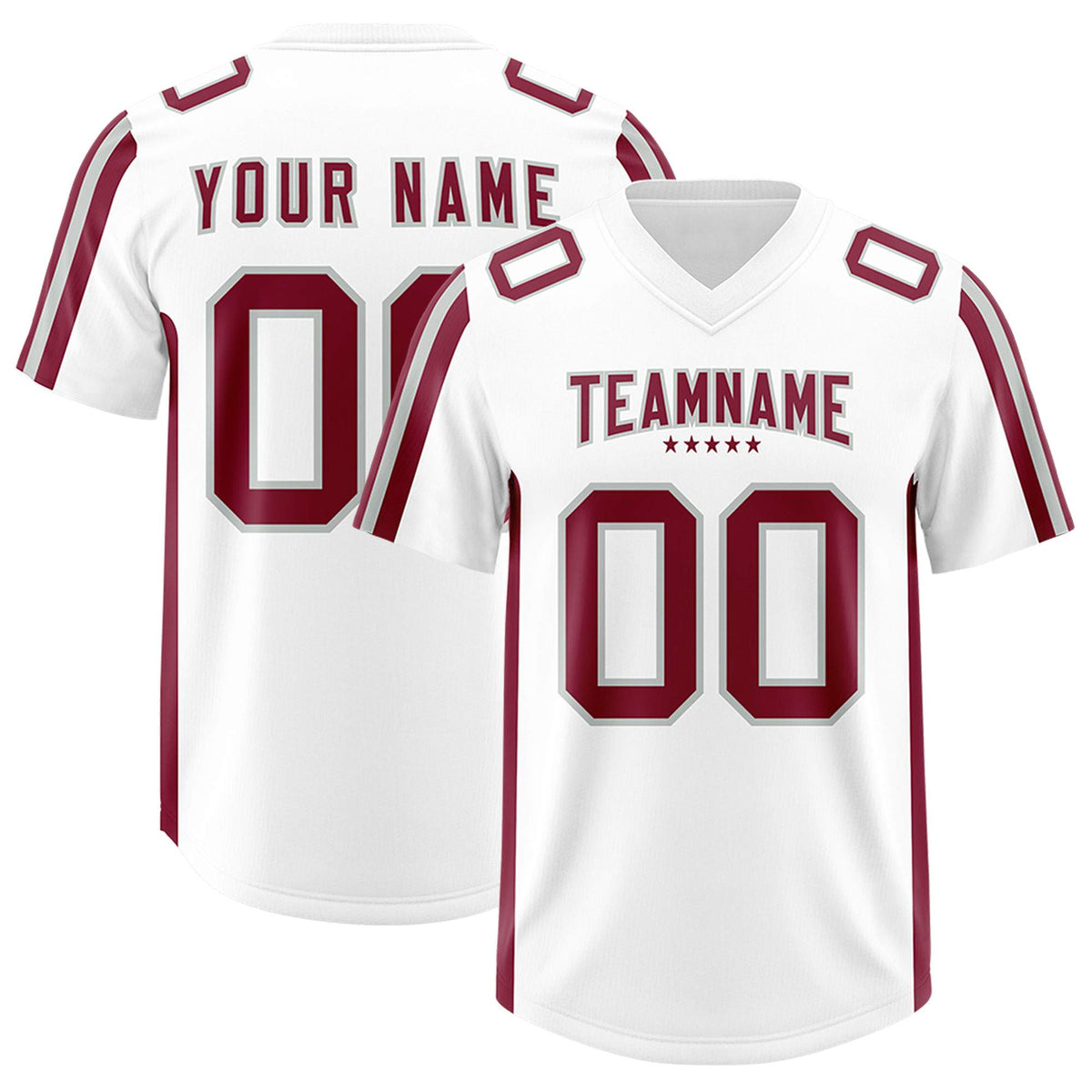 Custom White Crimson and Gray Side Stripe Pattern Authentic American Football Jersey