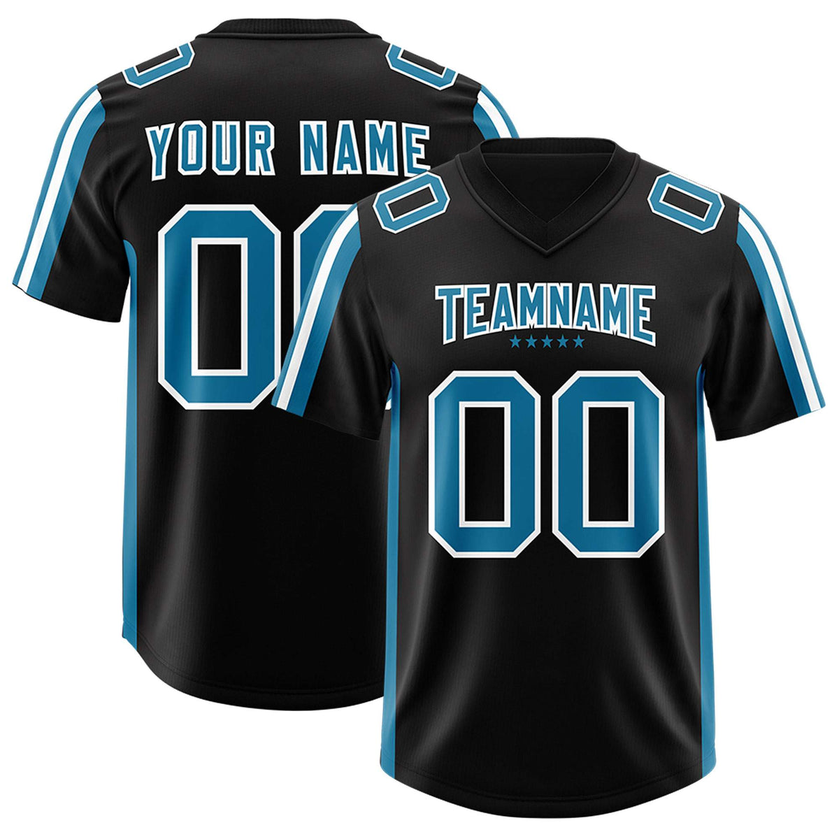 Custom Black Panther Blue and White Side Stripe Pattern Authentic American Football Jersey
