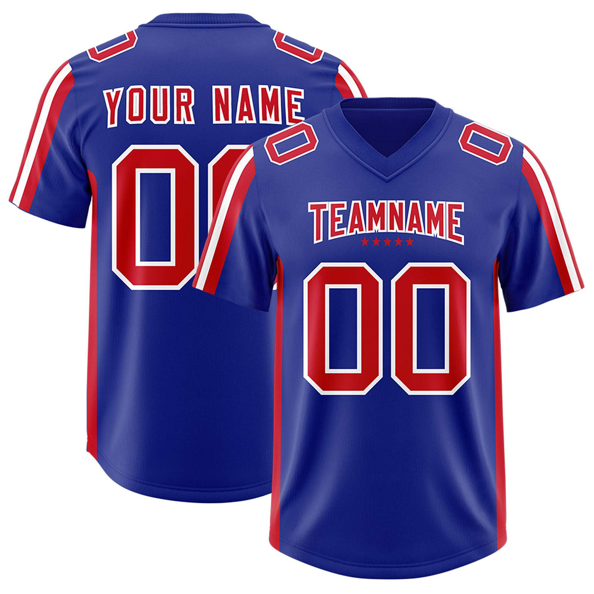 Custom Royal Red and White Side Stripe Pattern Authentic American Football Jersey