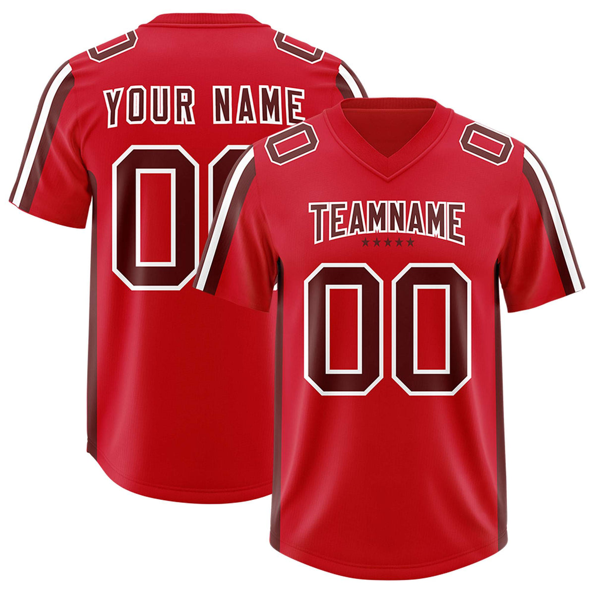 Custom Red Cardinal and White Side Stripe Pattern Authentic American Football Jersey