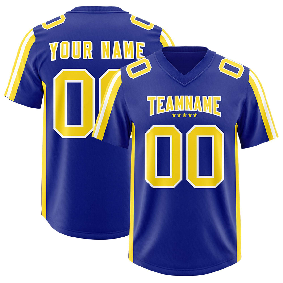 Custom Royal Gold and White Side Stripe Pattern Authentic American Football Jersey