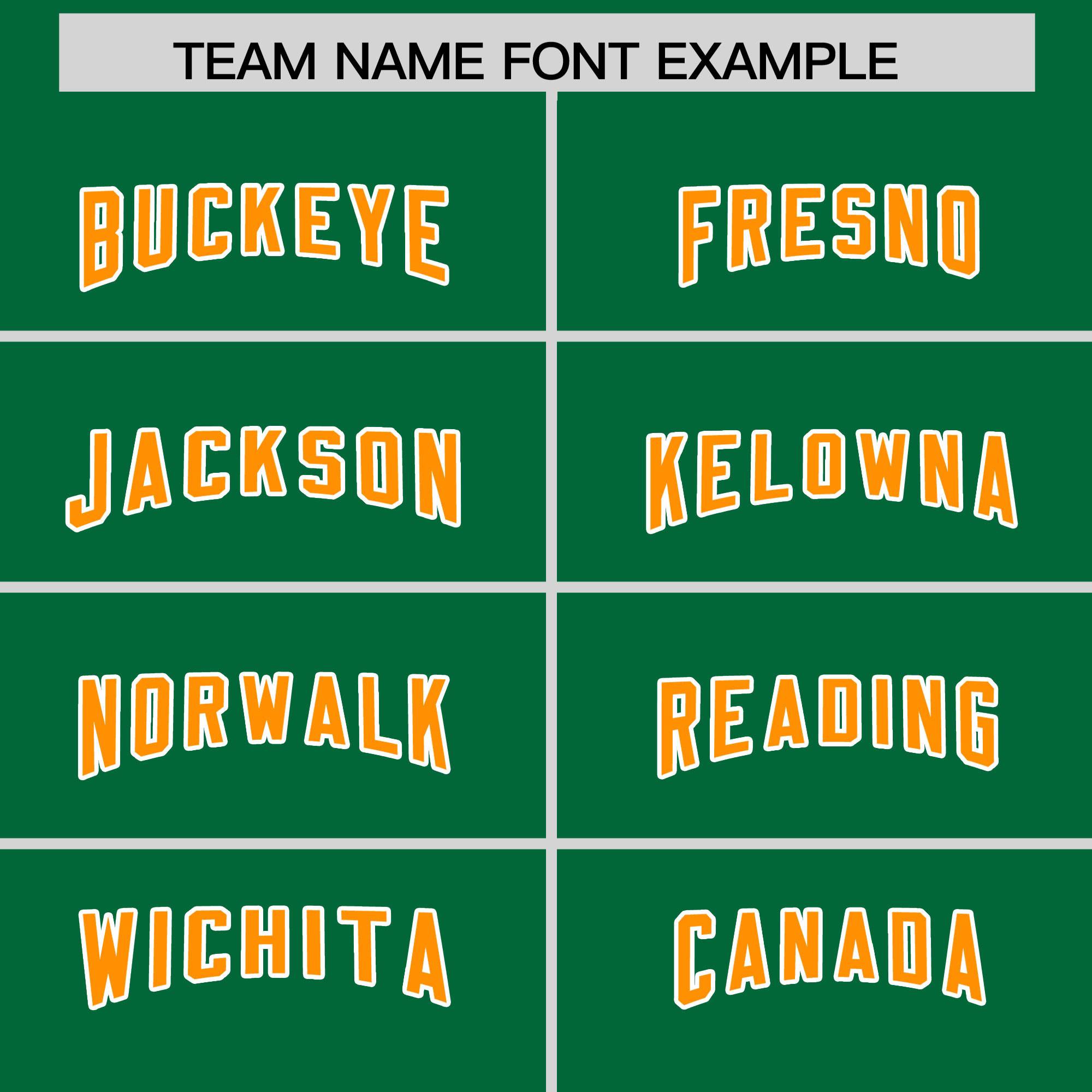 Custom Kelly Green Gold Orange and White Side Stripe Pattern Authentic American Football Jersey