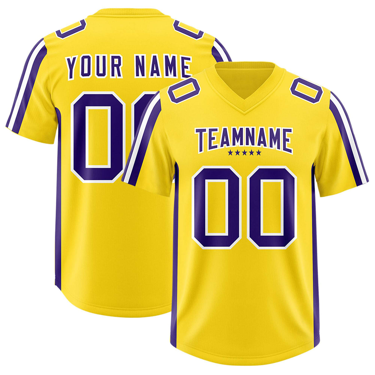 Custom Gold Purple and White Side Stripe Pattern Authentic American Football Jersey