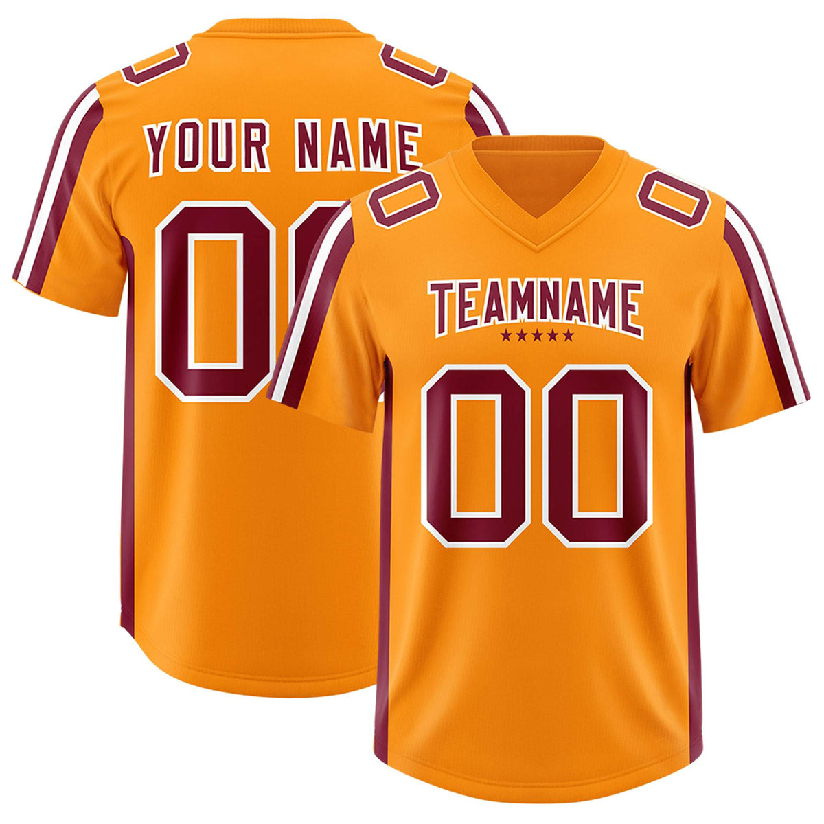 Custom Orange Crimson and White Side Stripe Pattern Authentic American Football Jersey