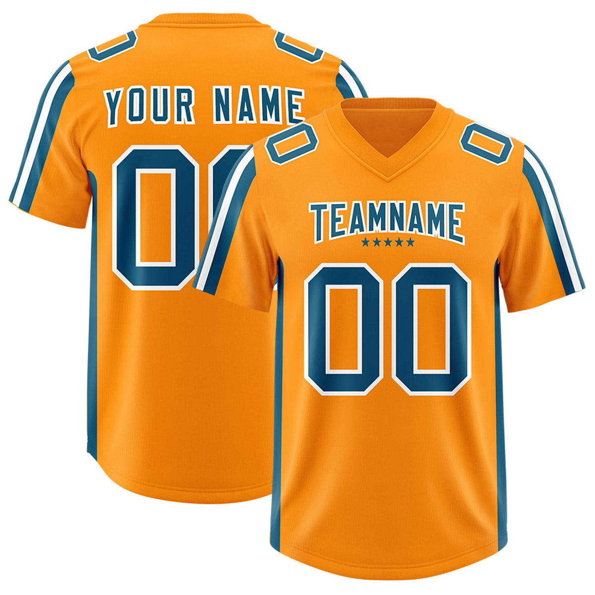 Custom Orange Panther Blue and White Side Stripe Pattern Authentic American Football Jersey
