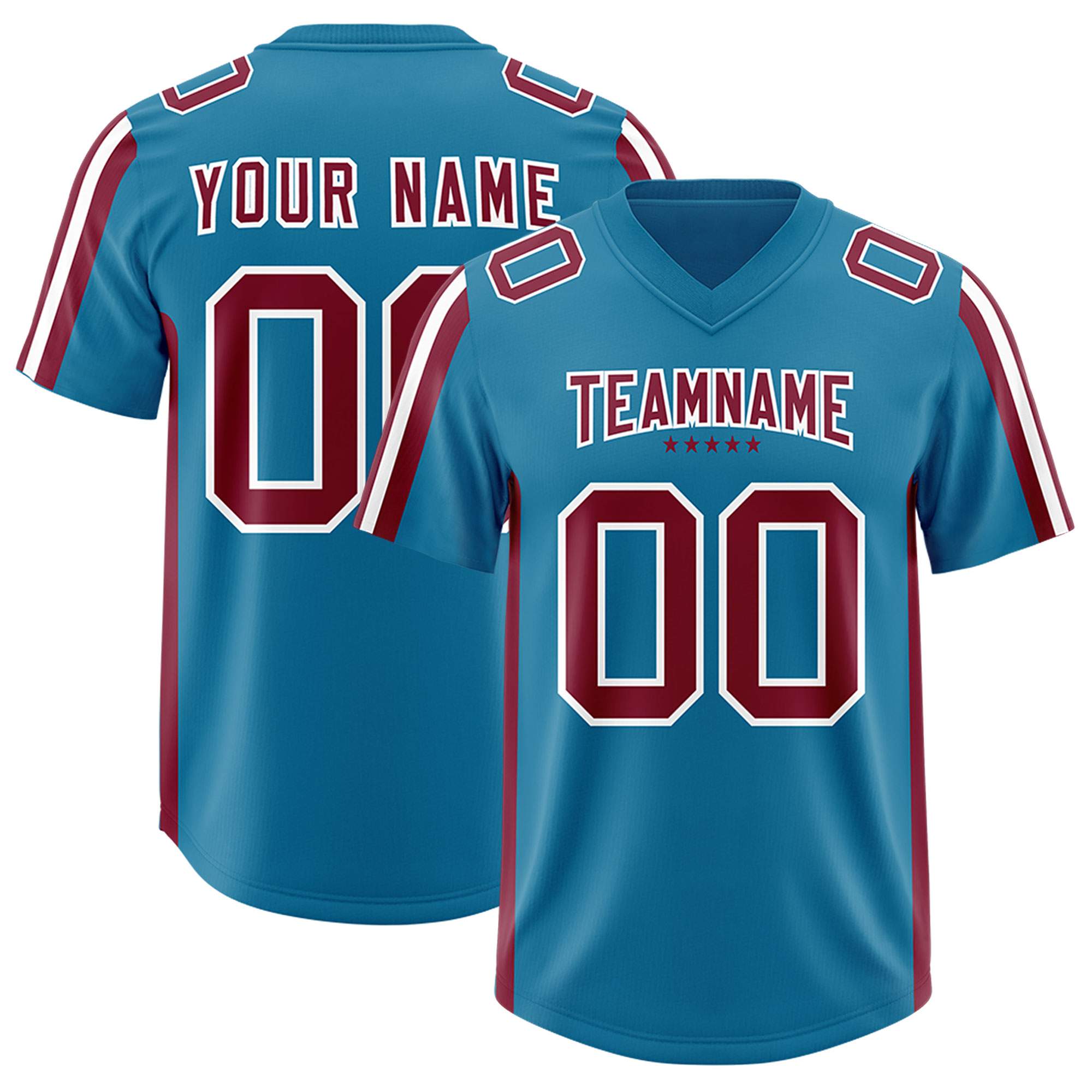 Custom Royal Cardinal and White Side Stripe Pattern Authentic American Football Jersey