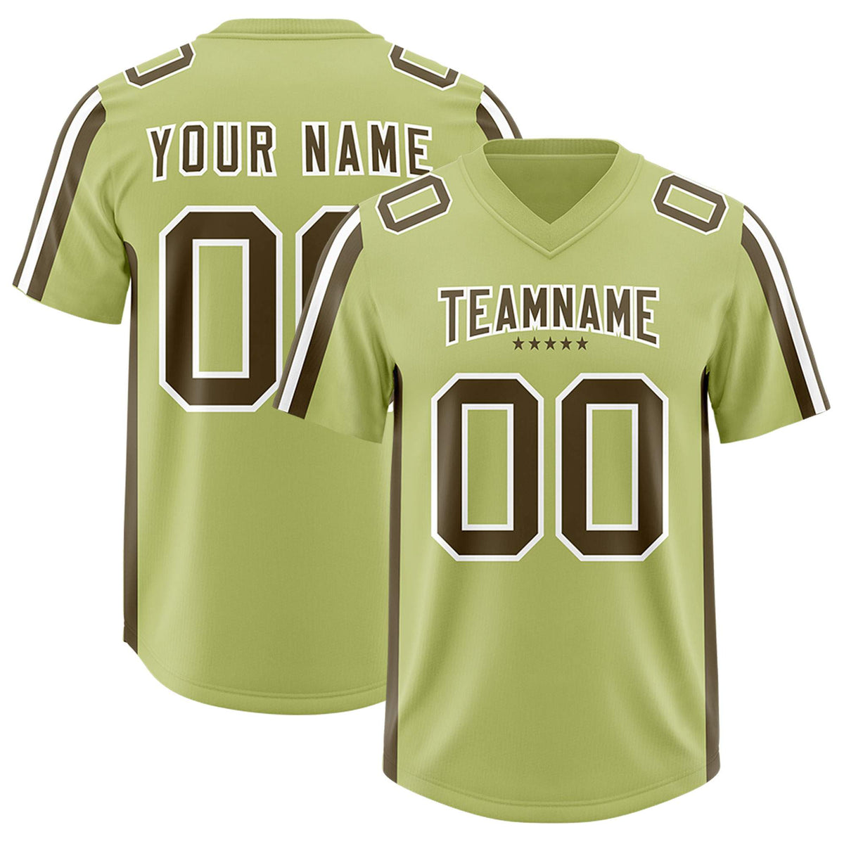 Custom Champagne Olive and White Side Stripe Pattern Authentic American Football Jersey